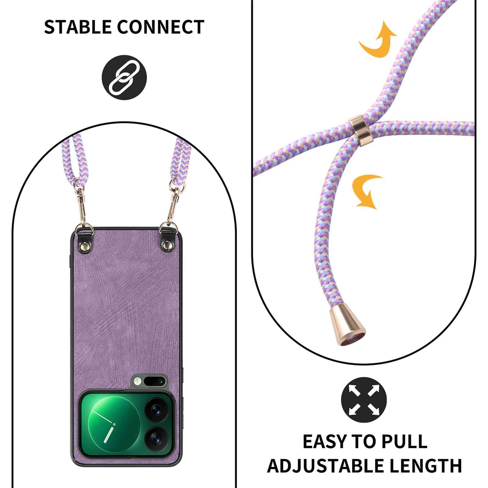 For Xiaomi 17 Pro Retro Leather Phone Back Cover with Adjustable Strap - Purple