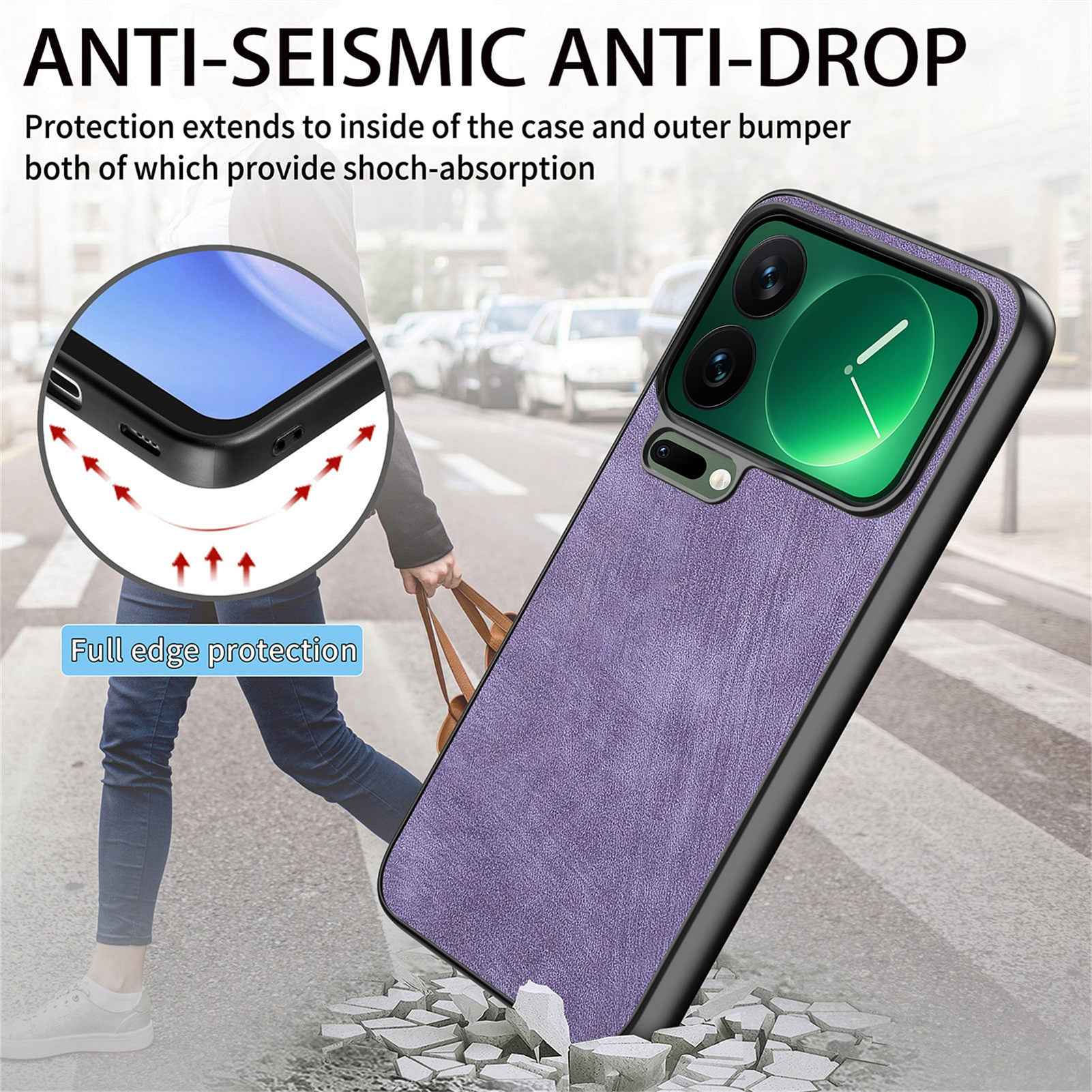 For Xiaomi 17 Pro Case Shockproof Slim Retro Leather Phone Back Cover - Purple