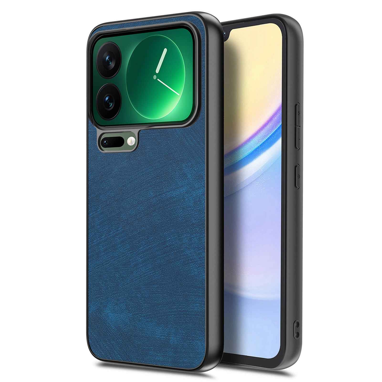 For Xiaomi 17 Pro Case Shockproof Slim Retro Leather Phone Back Cover - Blue