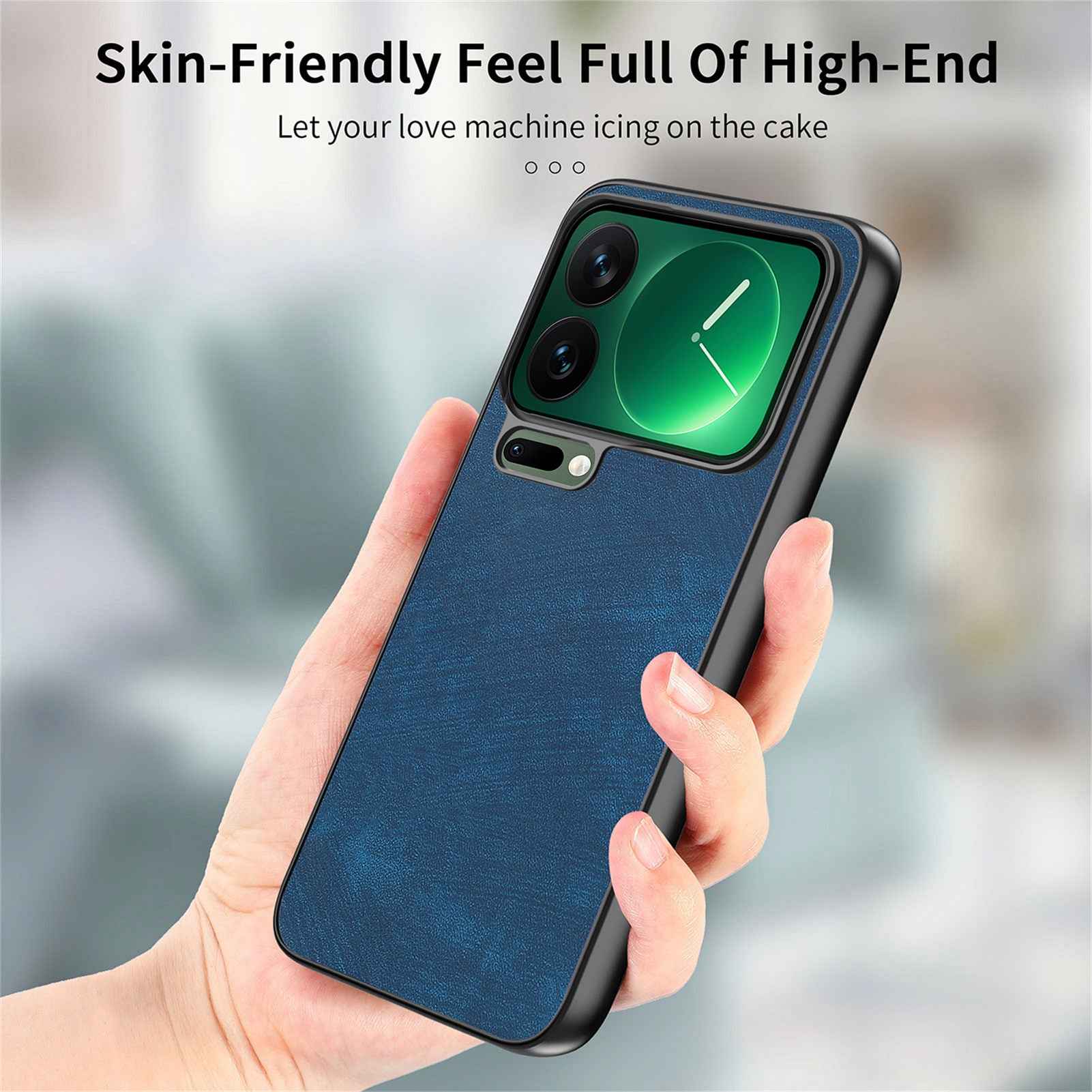 For Xiaomi 17 Pro Case Shockproof Slim Retro Leather Phone Back Cover - Blue