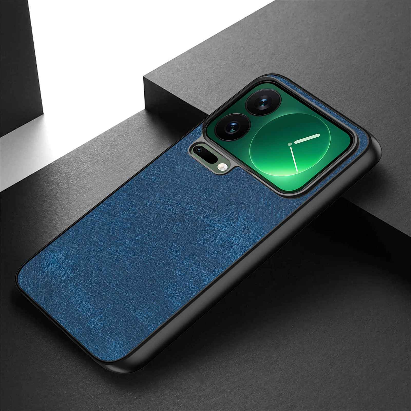 For Xiaomi 17 Pro Case Shockproof Slim Retro Leather Phone Back Cover - Blue