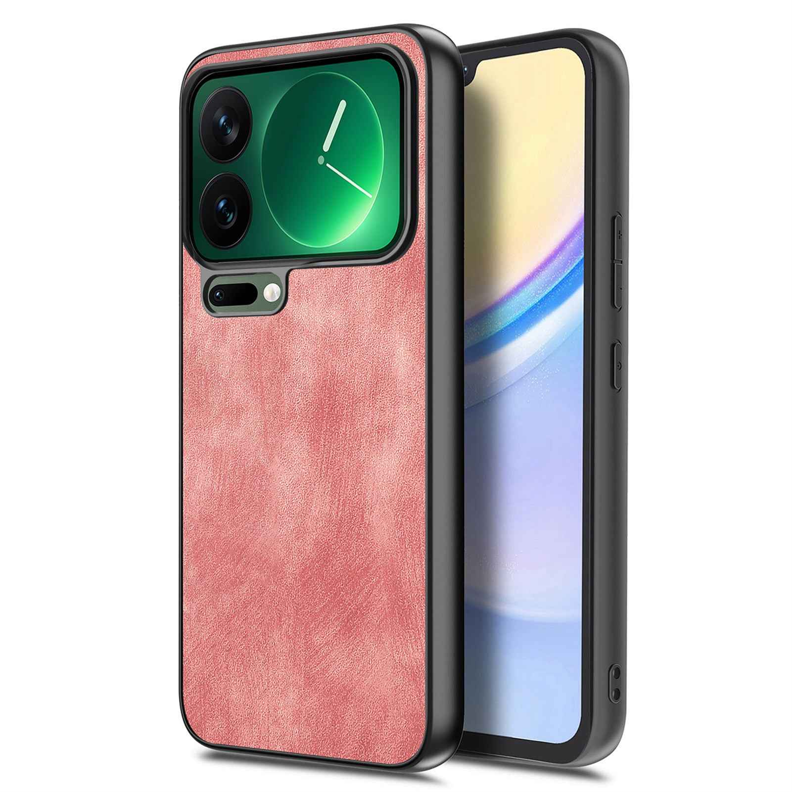 For Xiaomi 17 Pro Case Shockproof Slim Retro Leather Phone Back Cover - Pink