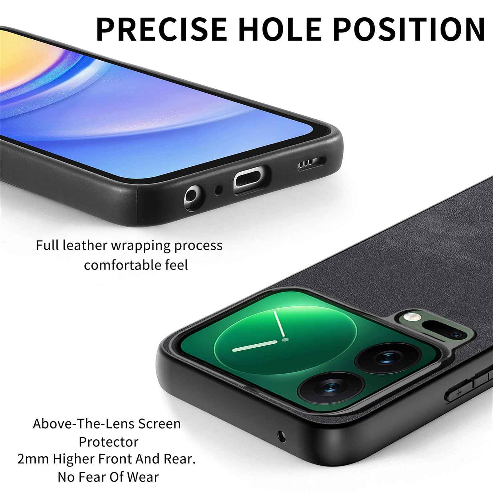 For Xiaomi 17 Pro Case Shockproof Slim Retro Leather Phone Back Cover - Black
