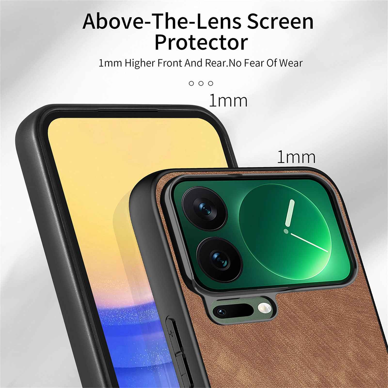 For Xiaomi 17 Pro Case Shockproof Slim Retro Leather Phone Back Cover - Brown