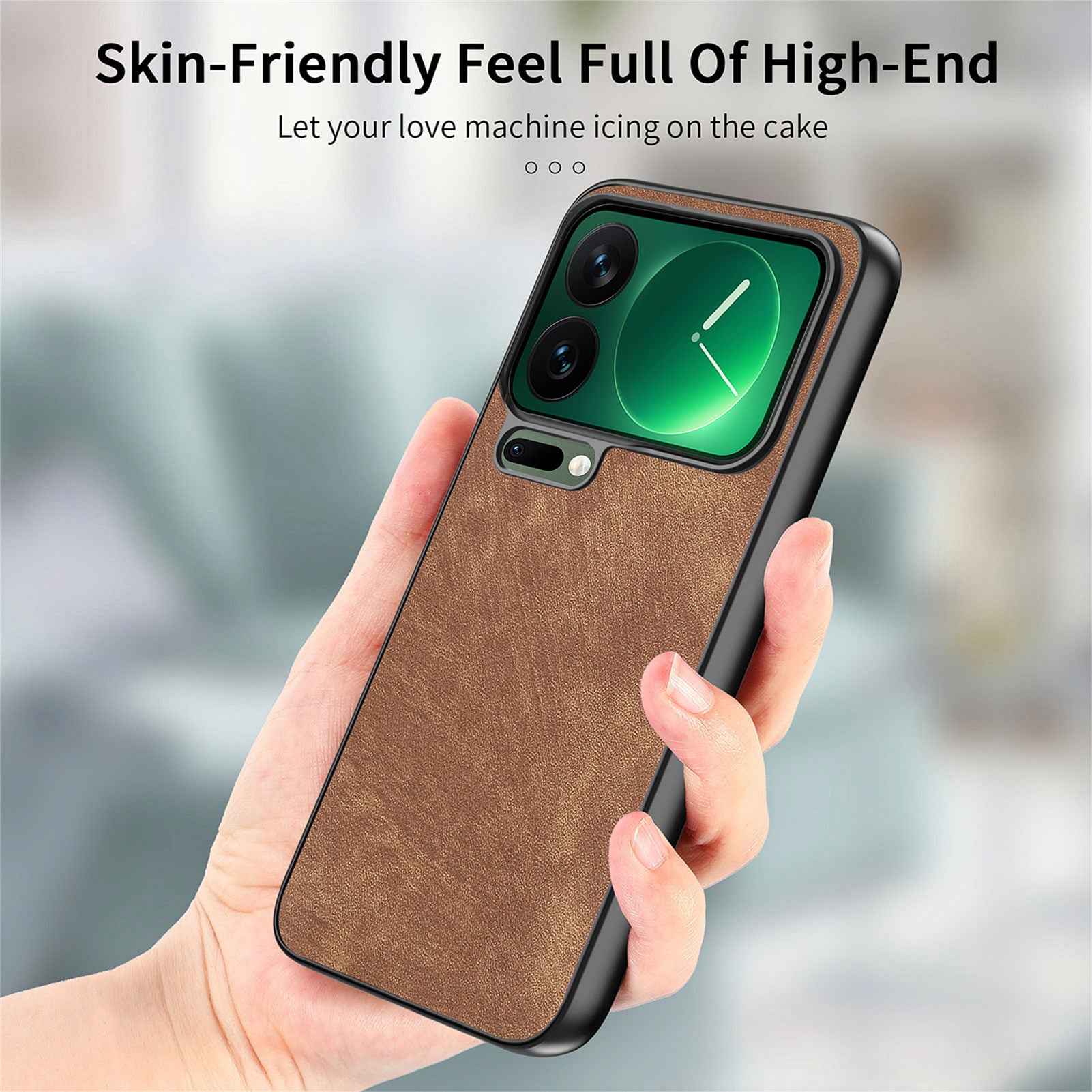 For Xiaomi 17 Pro Case Shockproof Slim Retro Leather Phone Back Cover - Brown