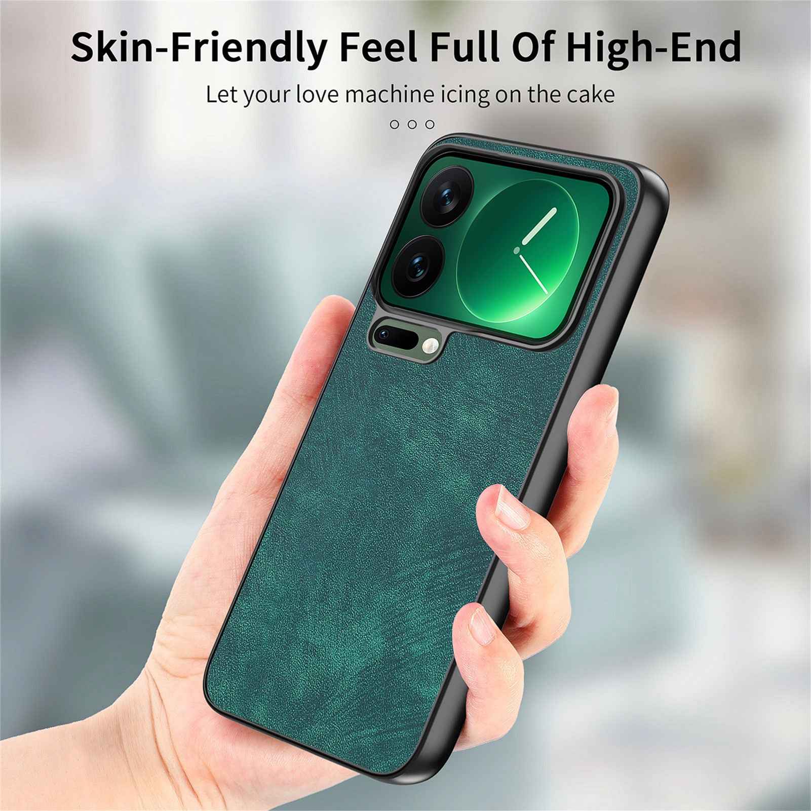 For Xiaomi 17 Pro Case Shockproof Slim Retro Leather Phone Back Cover - Green