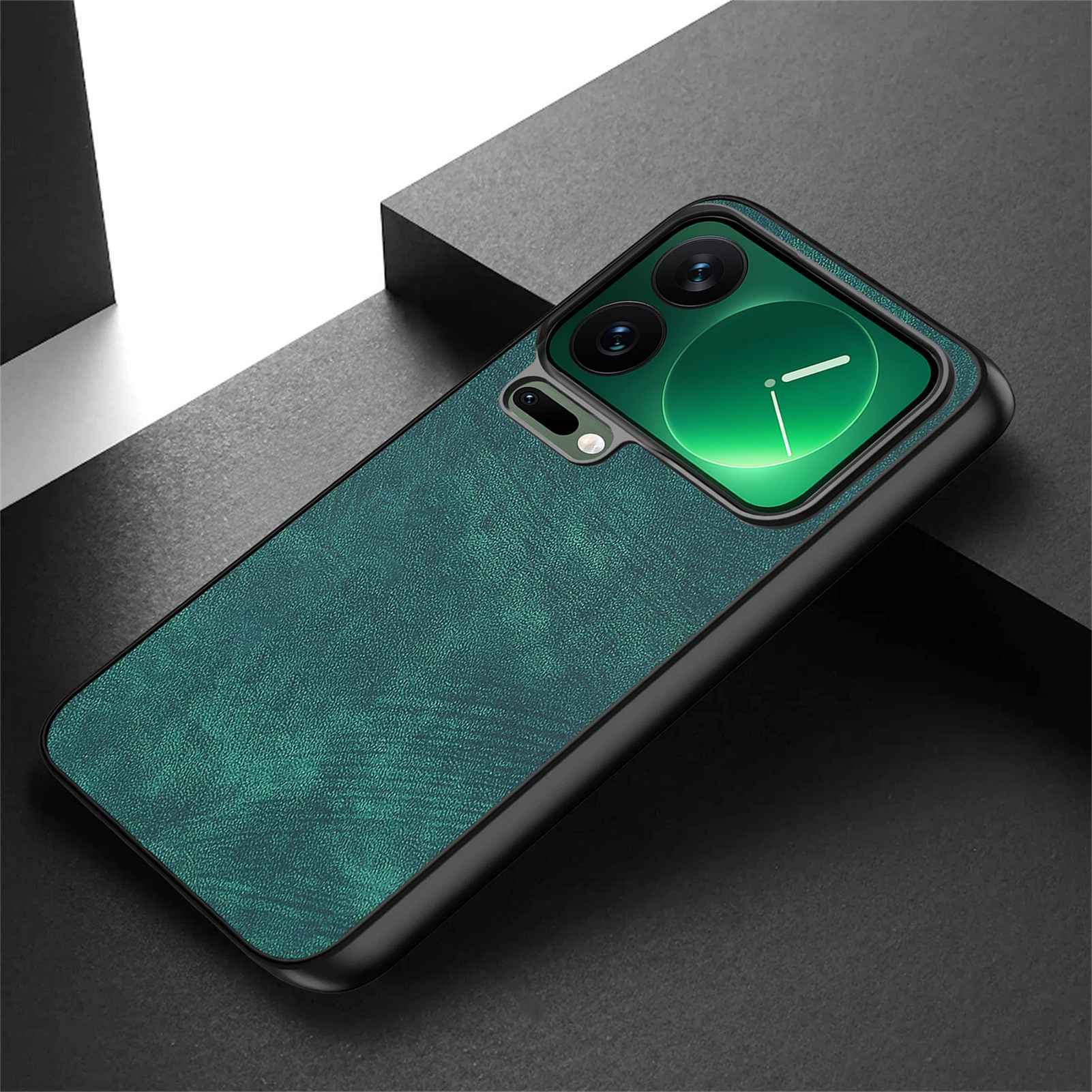 For Xiaomi 17 Pro Case Shockproof Slim Retro Leather Phone Back Cover - Green