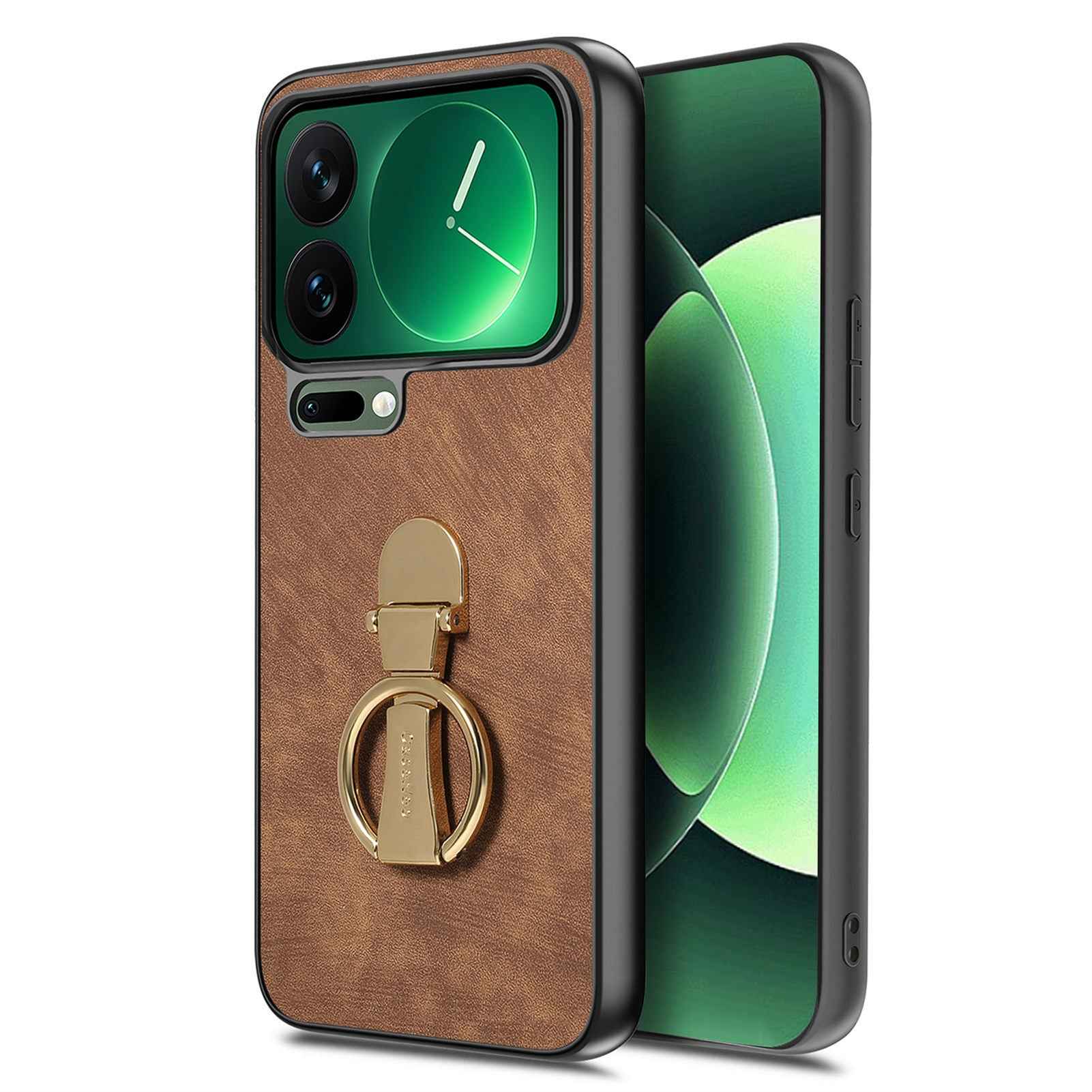 For Xiaomi 17 Pro Case CASENEO D22 Folding Kickstand Retro Leather Back Phone Cover - Brown