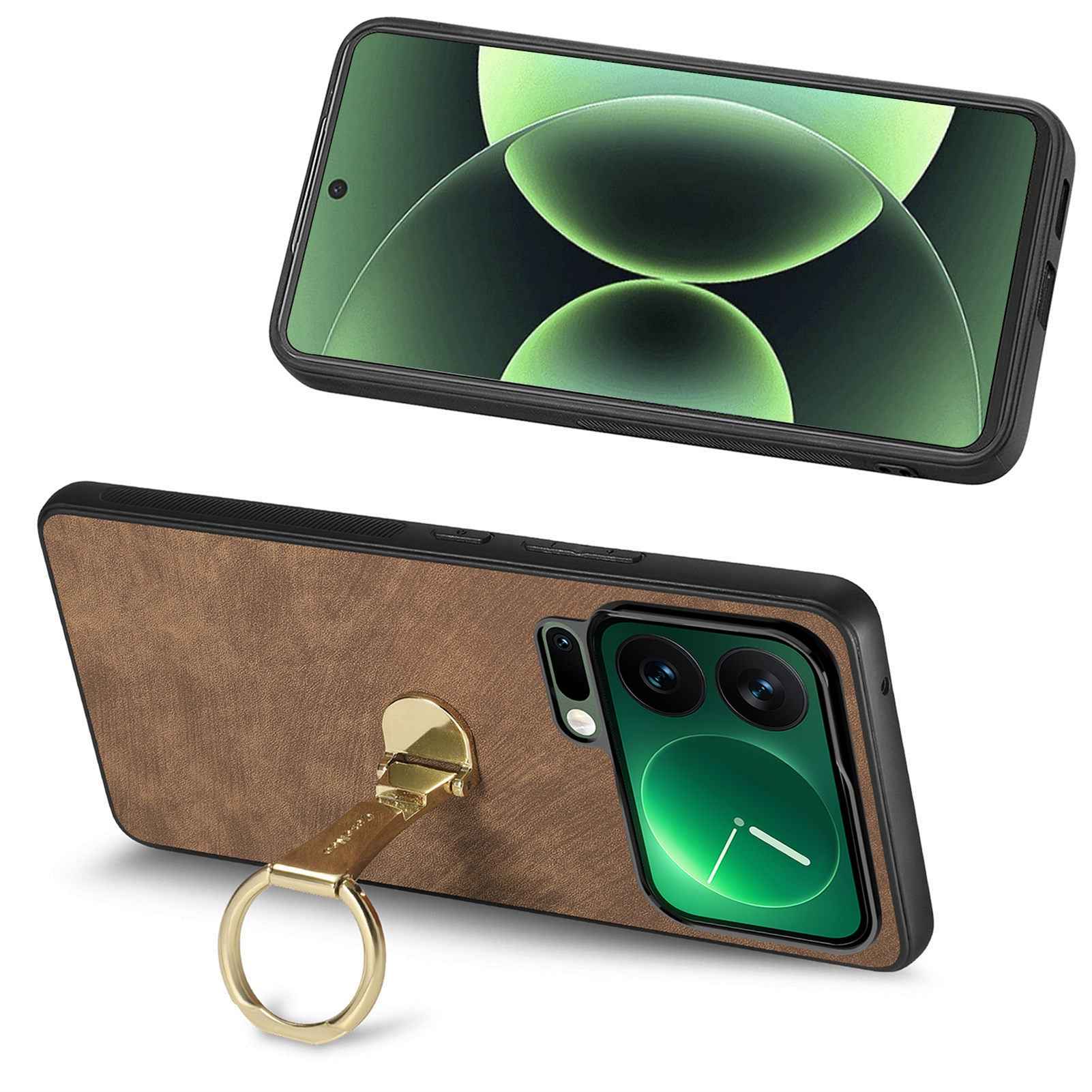 For Xiaomi 17 Pro Case CASENEO D22 Folding Kickstand Retro Leather Back Phone Cover - Brown