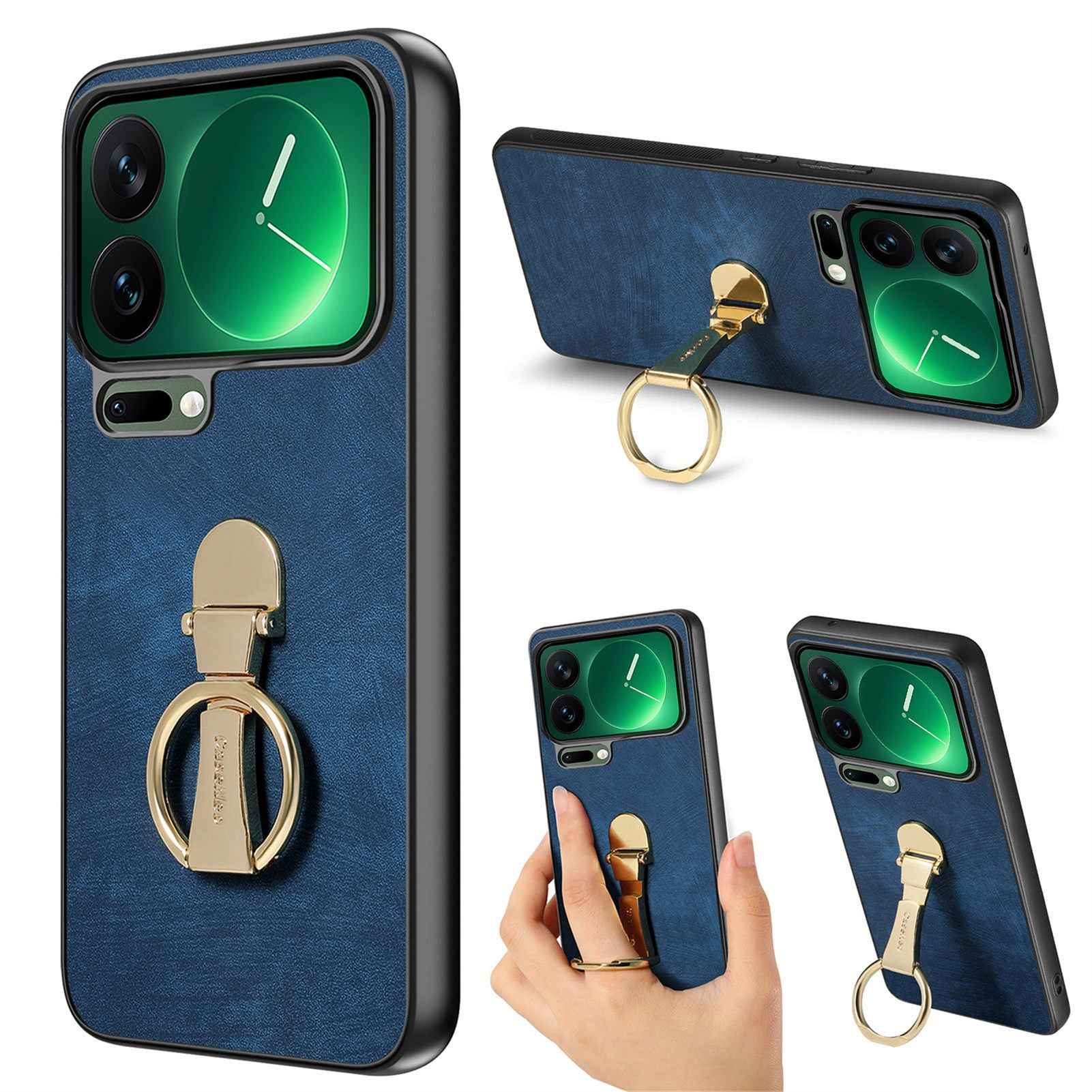 For Xiaomi 17 Pro Case CASENEO D22 Folding Kickstand Retro Leather Back Phone Cover - Blue