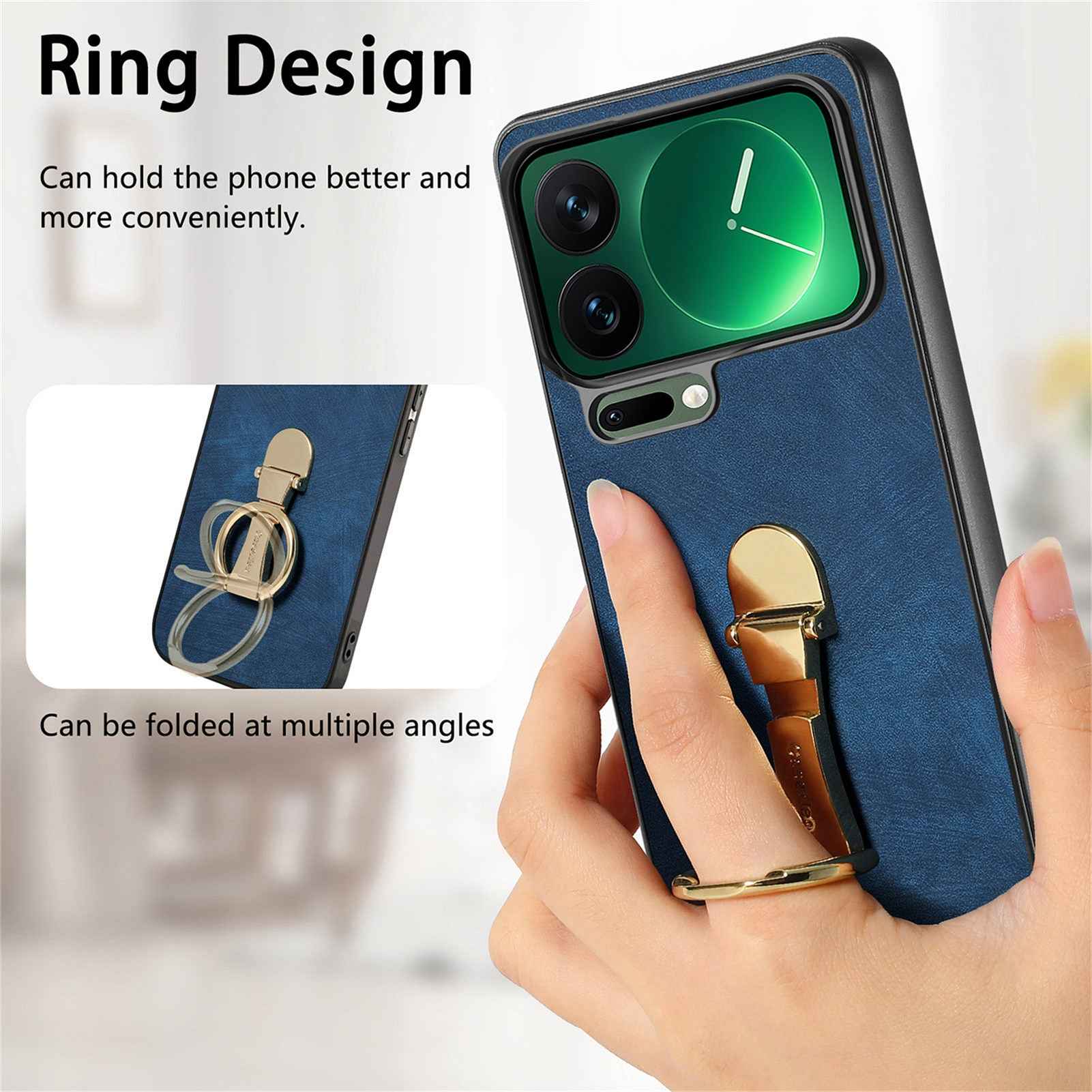 For Xiaomi 17 Pro Case CASENEO D22 Folding Kickstand Retro Leather Back Phone Cover - Blue