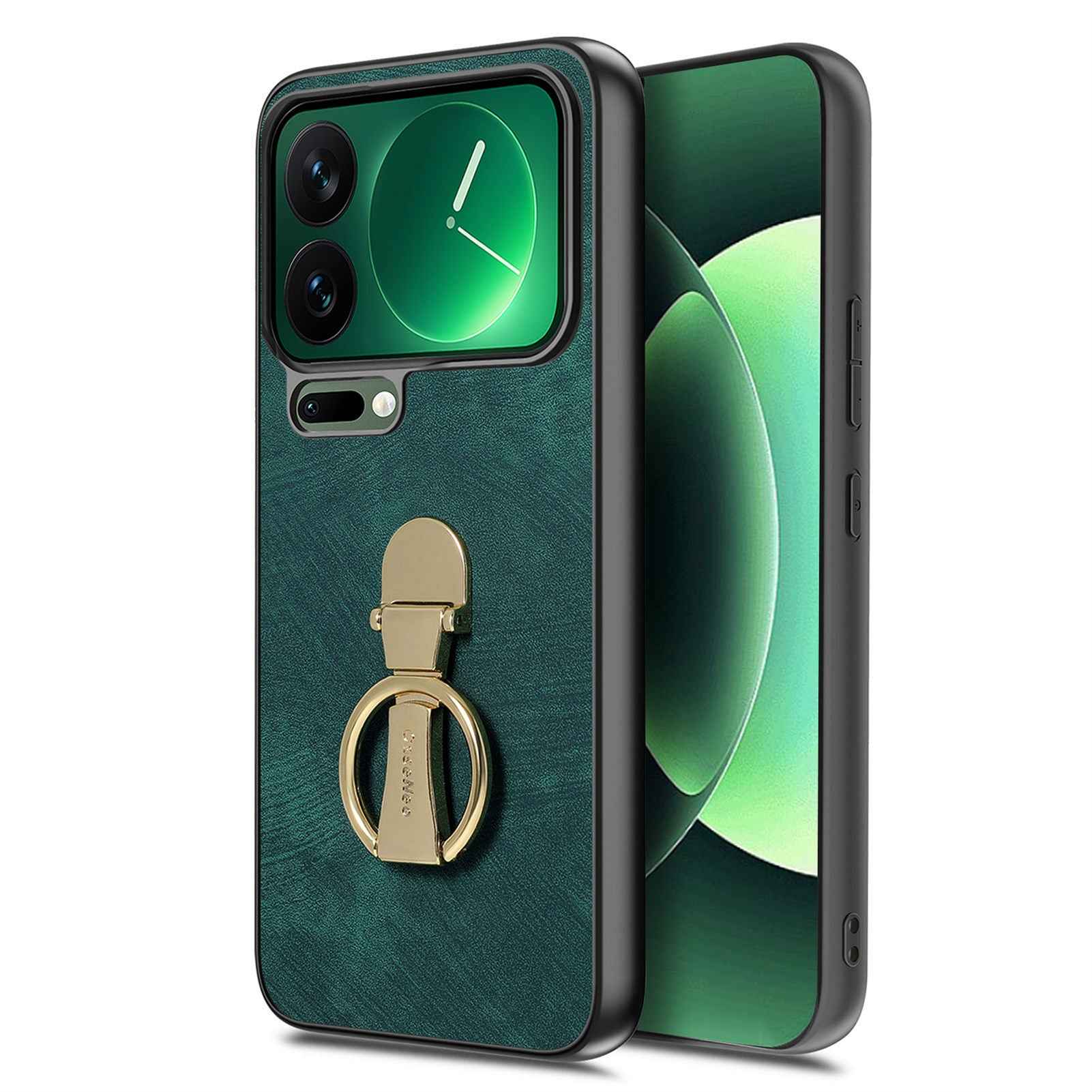 For Xiaomi 17 Pro Case CASENEO D22 Folding Kickstand Retro Leather Back Phone Cover - Green