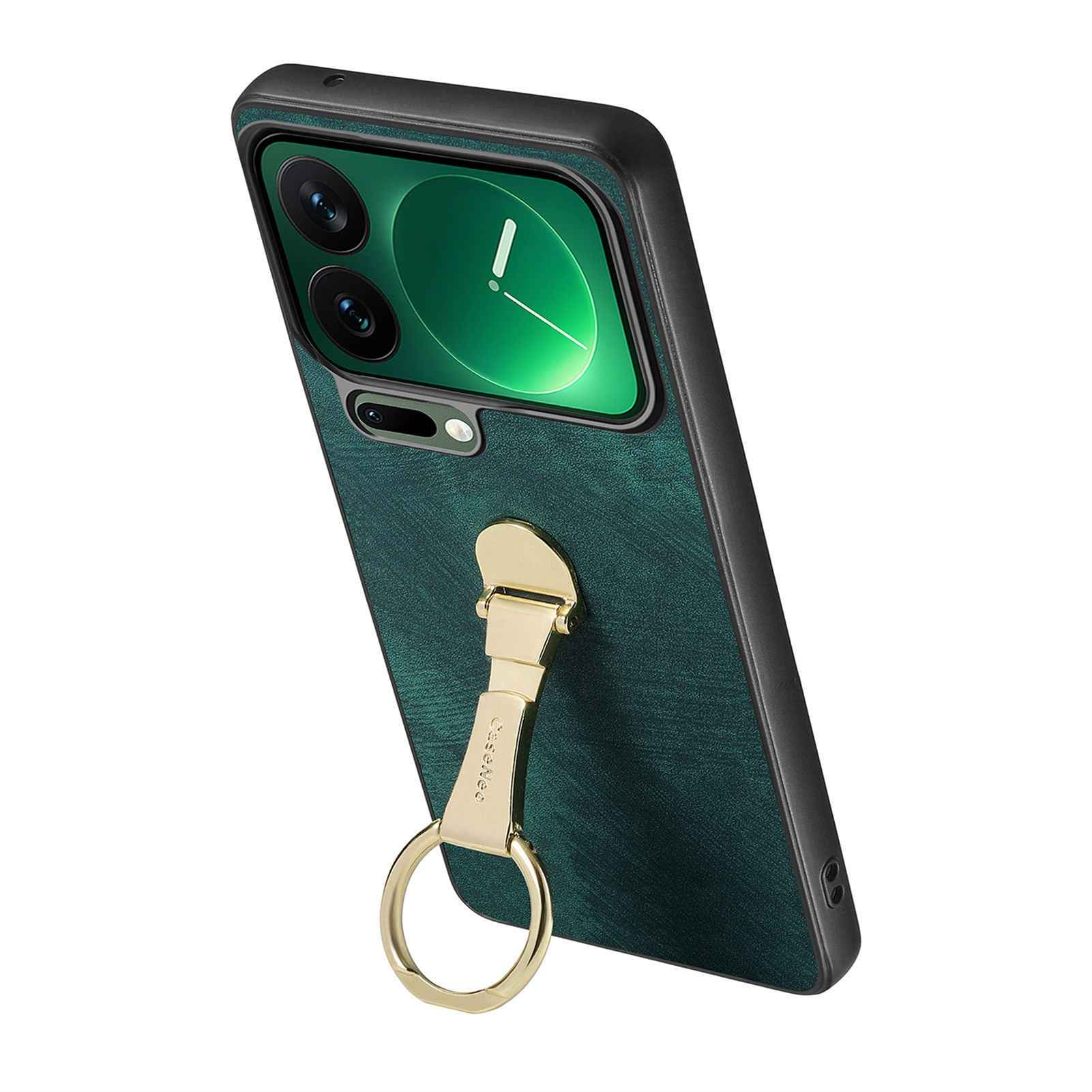 For Xiaomi 17 Pro Case CASENEO D22 Folding Kickstand Retro Leather Back Phone Cover - Green