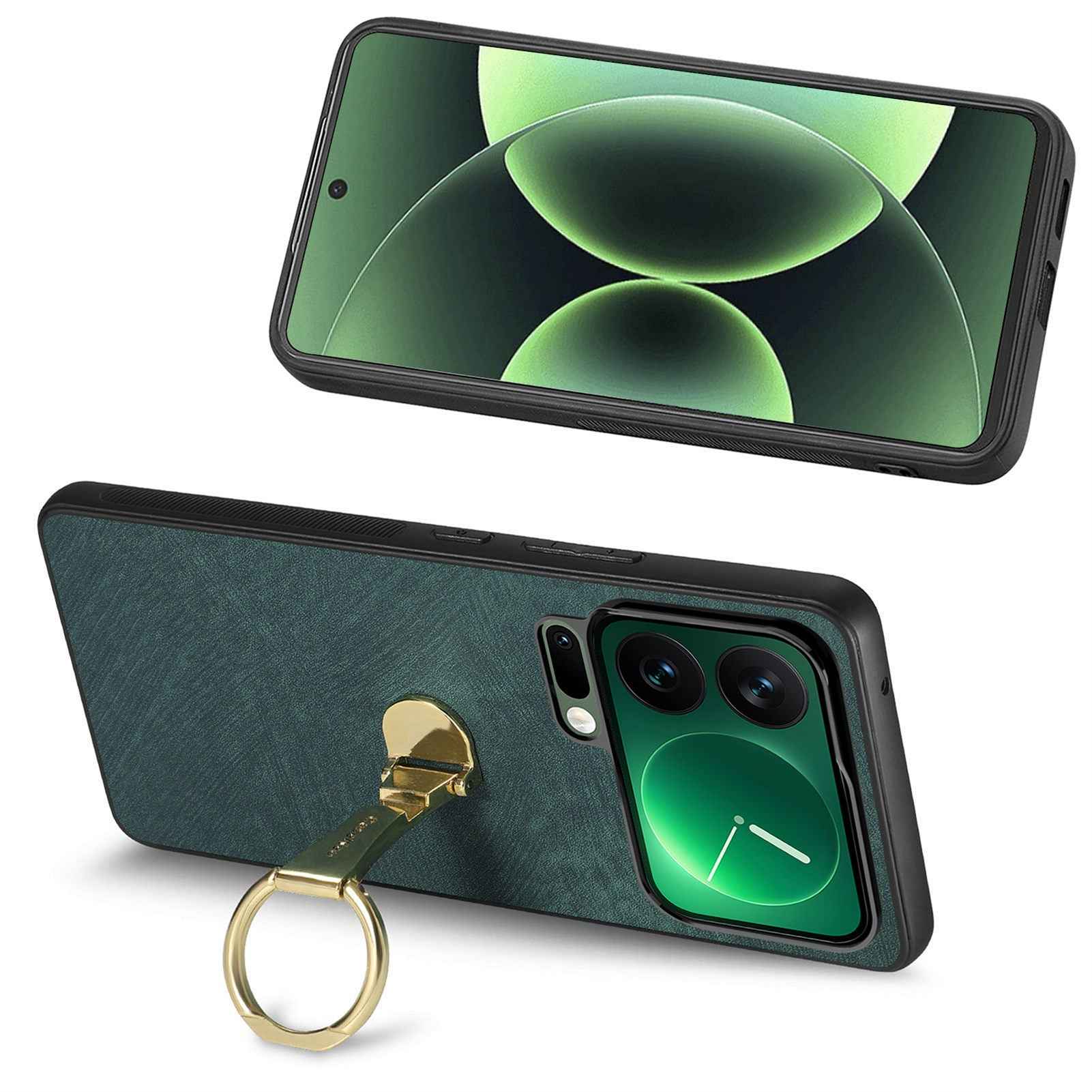 For Xiaomi 17 Pro Case CASENEO D22 Folding Kickstand Retro Leather Back Phone Cover - Green