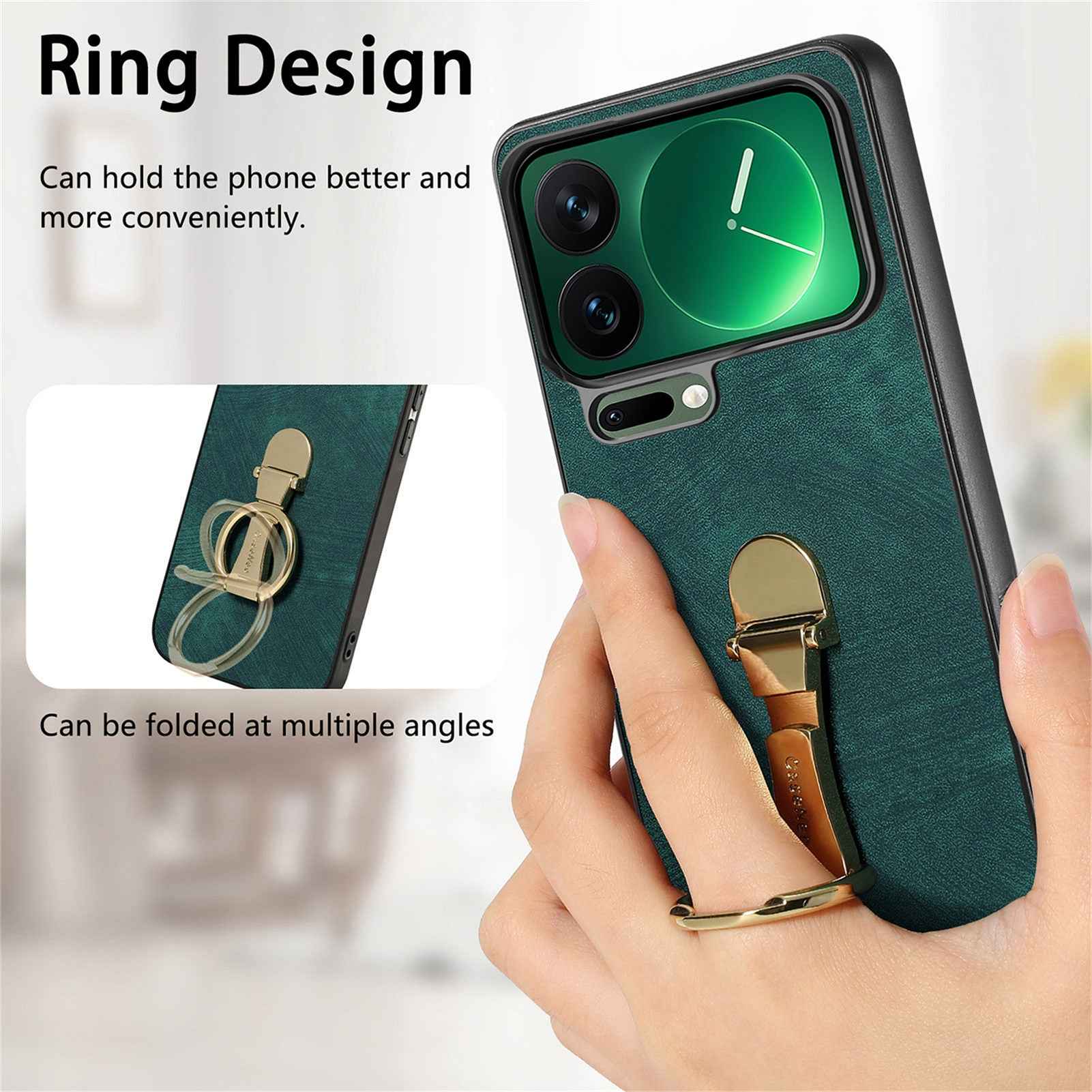 For Xiaomi 17 Pro Case CASENEO D22 Folding Kickstand Retro Leather Back Phone Cover - Green