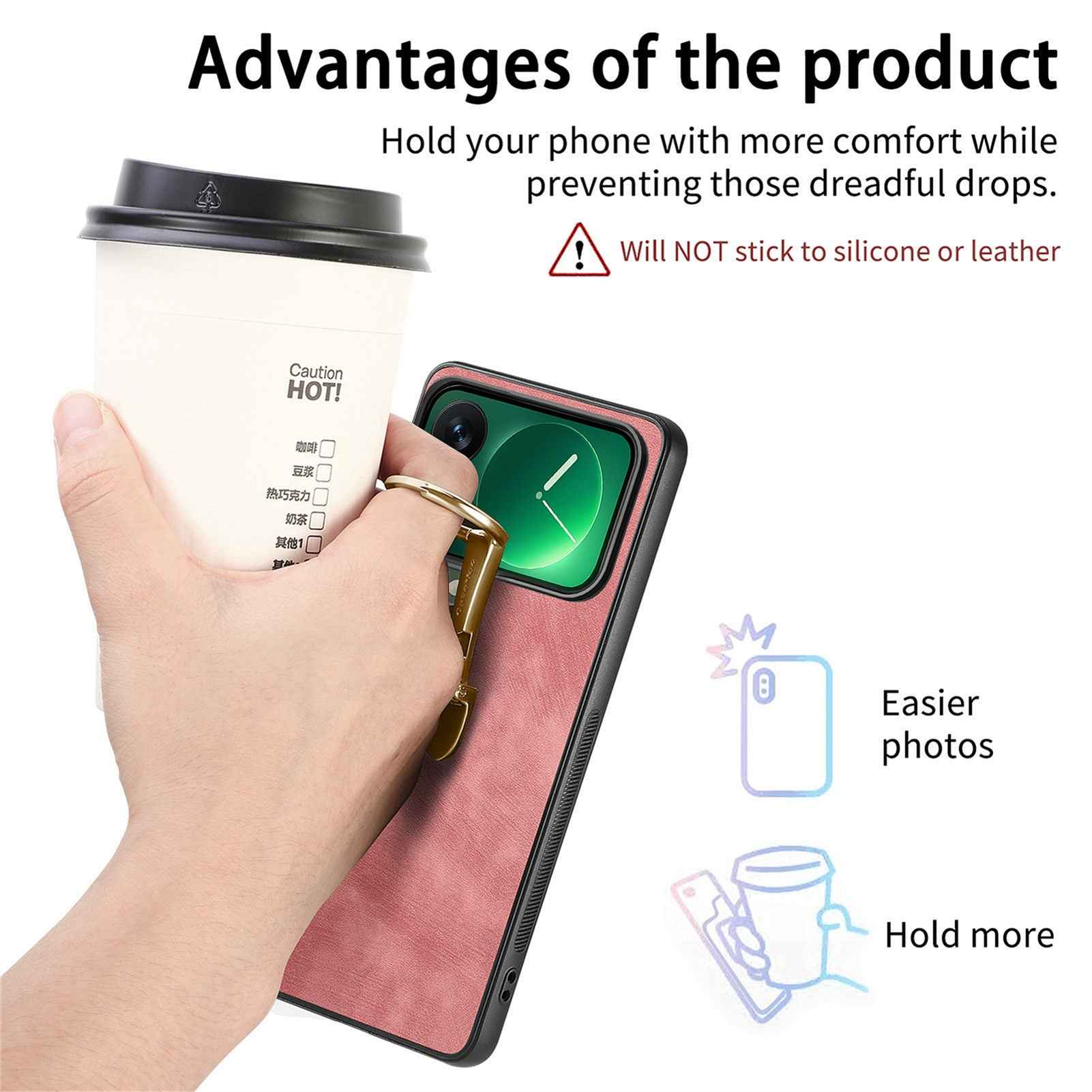 For Xiaomi 17 Pro Case CASENEO D22 Folding Kickstand Retro Leather Back Phone Cover - Pink