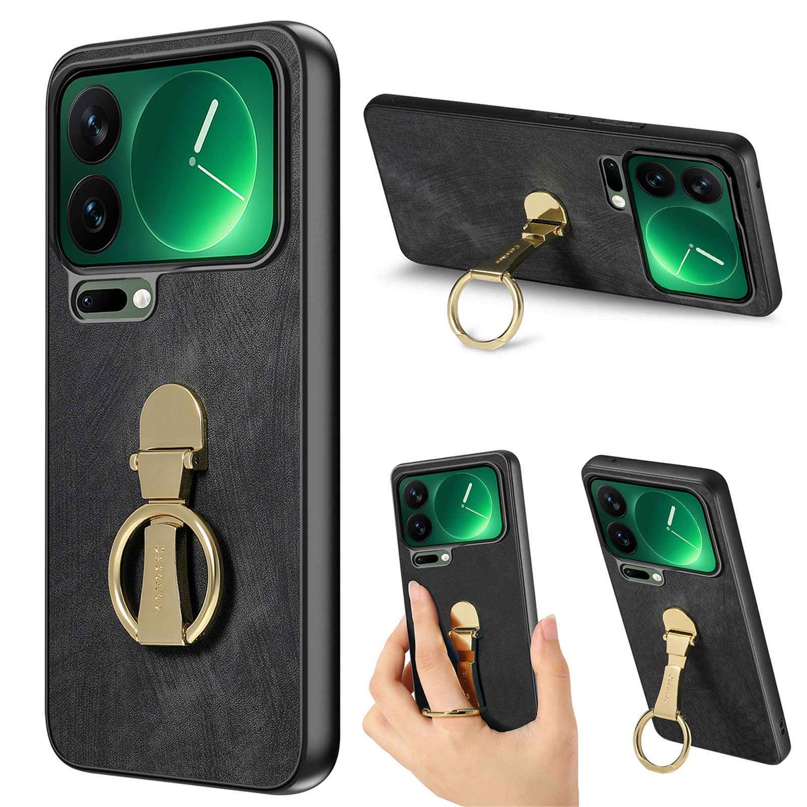 For Xiaomi 17 Pro Case CASENEO D22 Folding Kickstand Retro Leather Back Phone Cover - Black