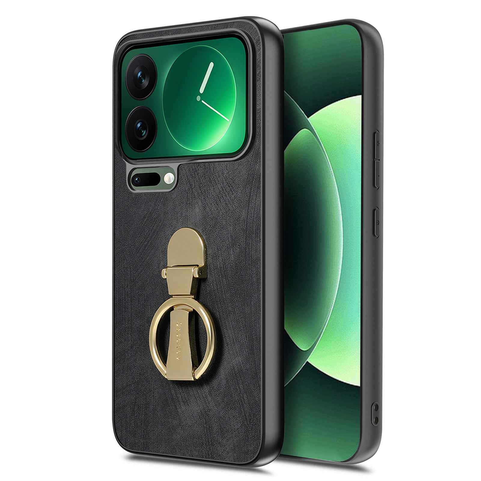 For Xiaomi 17 Pro Case CASENEO D22 Folding Kickstand Retro Leather Back Phone Cover - Black
