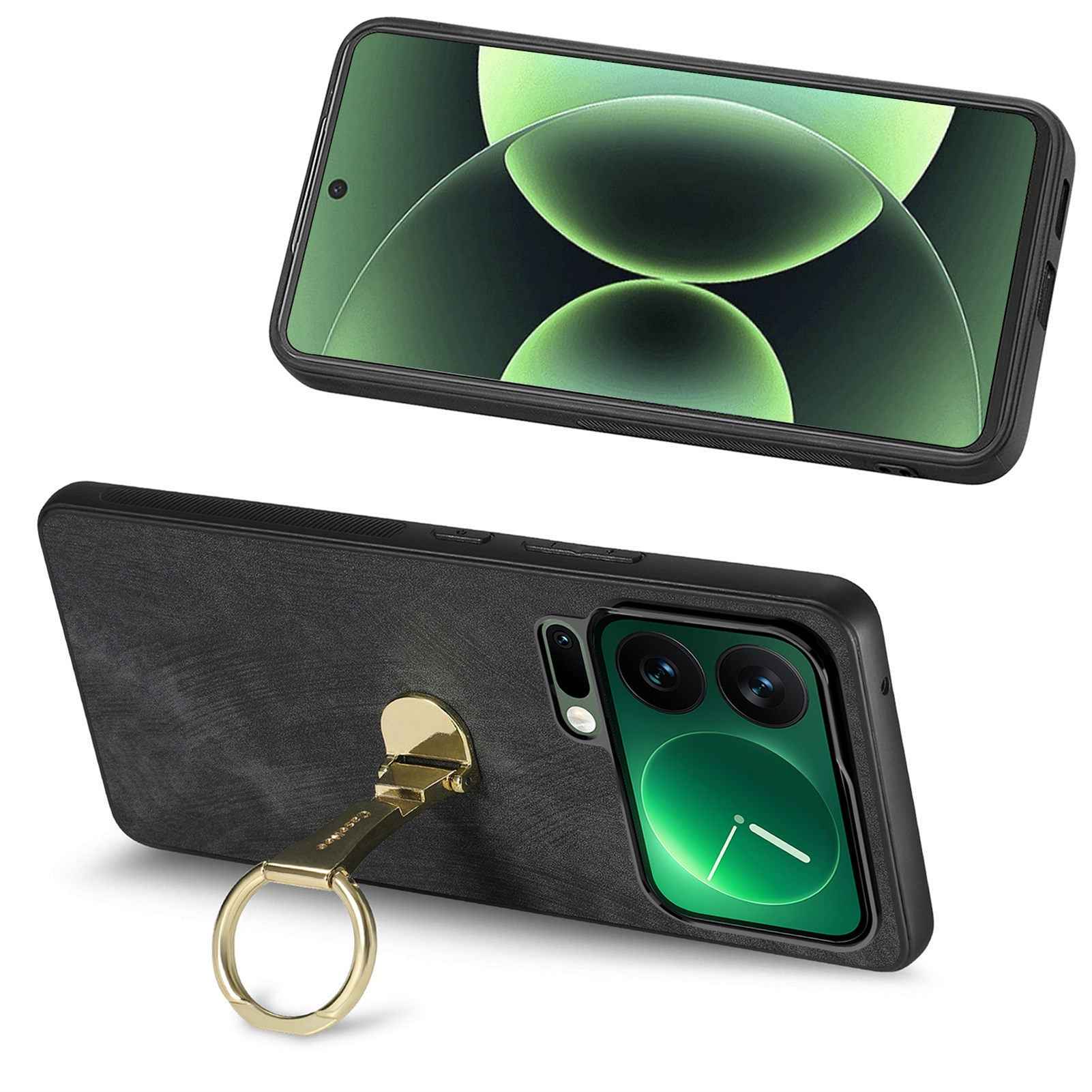 For Xiaomi 17 Pro Case CASENEO D22 Folding Kickstand Retro Leather Back Phone Cover - Black