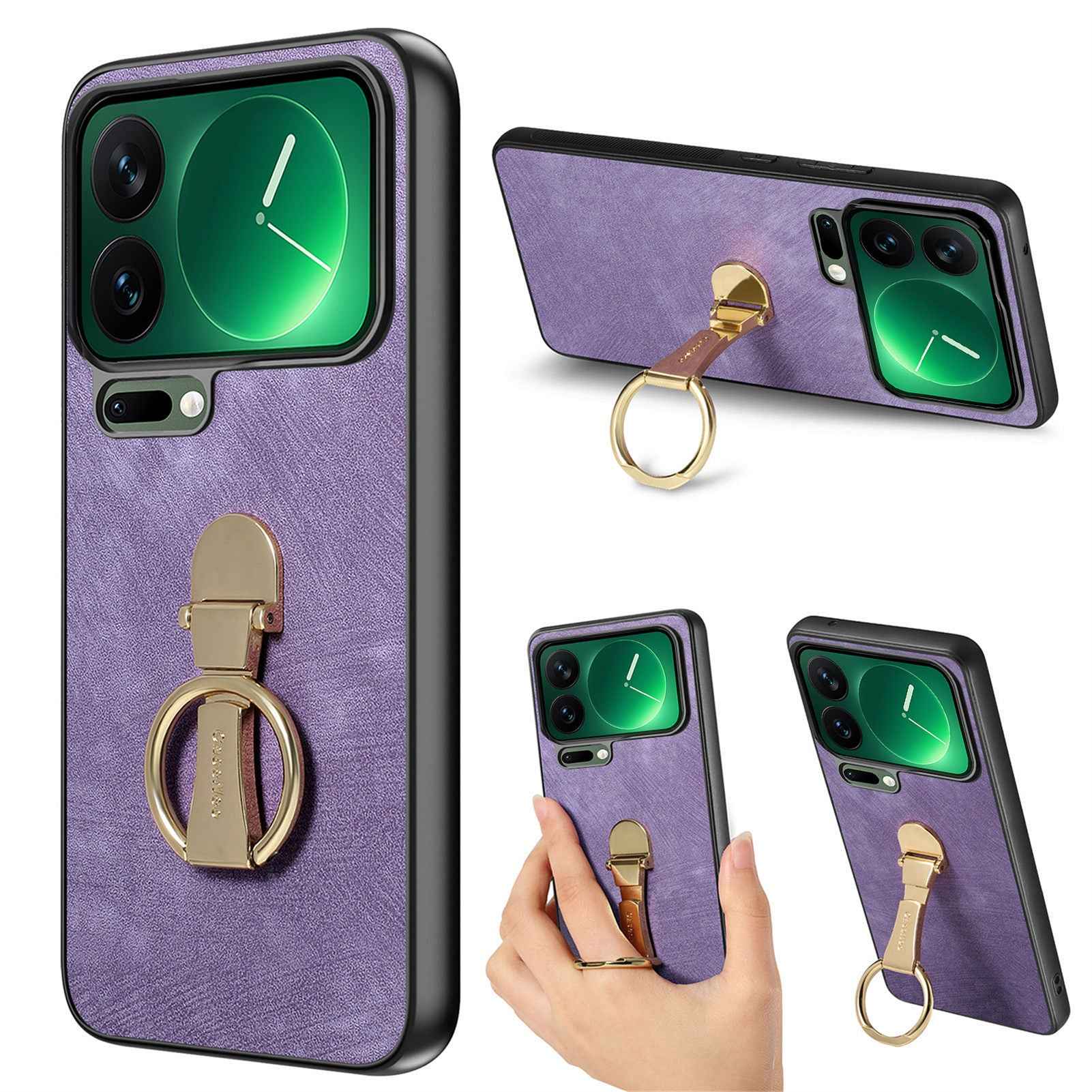 For Xiaomi 17 Pro Case CASENEO D22 Folding Kickstand Retro Leather Back Phone Cover - Purple