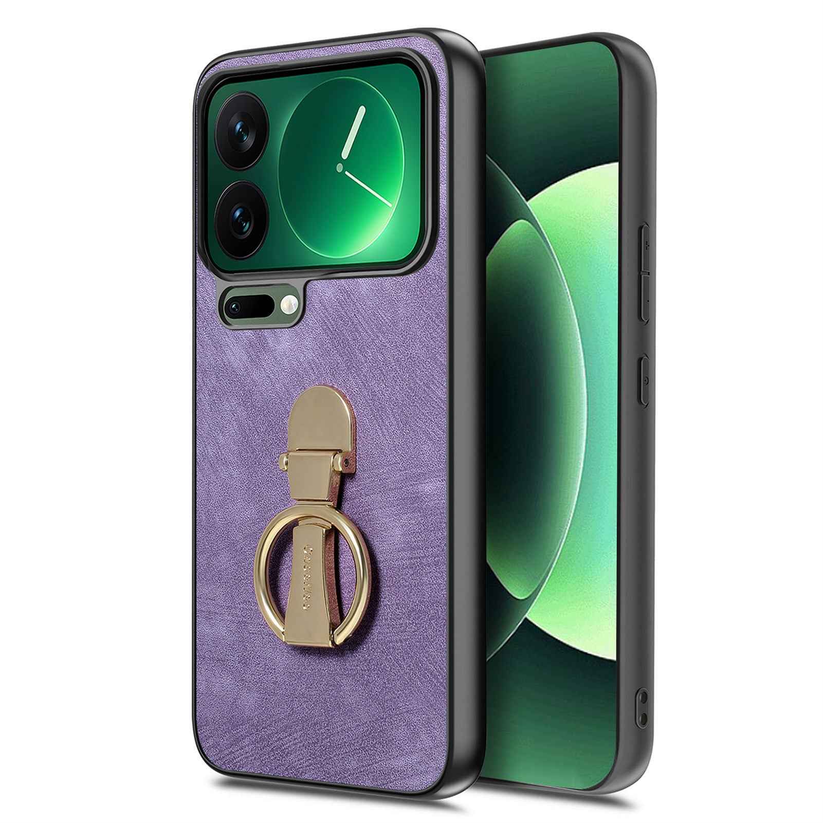 For Xiaomi 17 Pro Case CASENEO D22 Folding Kickstand Retro Leather Back Phone Cover - Purple