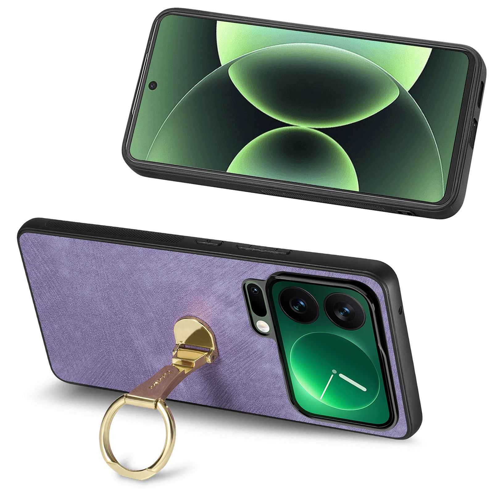For Xiaomi 17 Pro Case CASENEO D22 Folding Kickstand Retro Leather Back Phone Cover - Purple