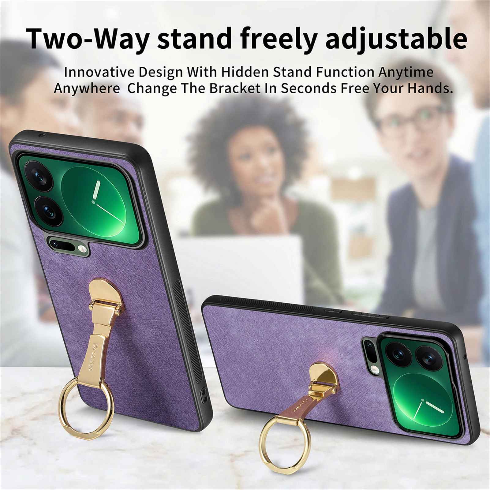 For Xiaomi 17 Pro Case CASENEO D22 Folding Kickstand Retro Leather Back Phone Cover - Purple