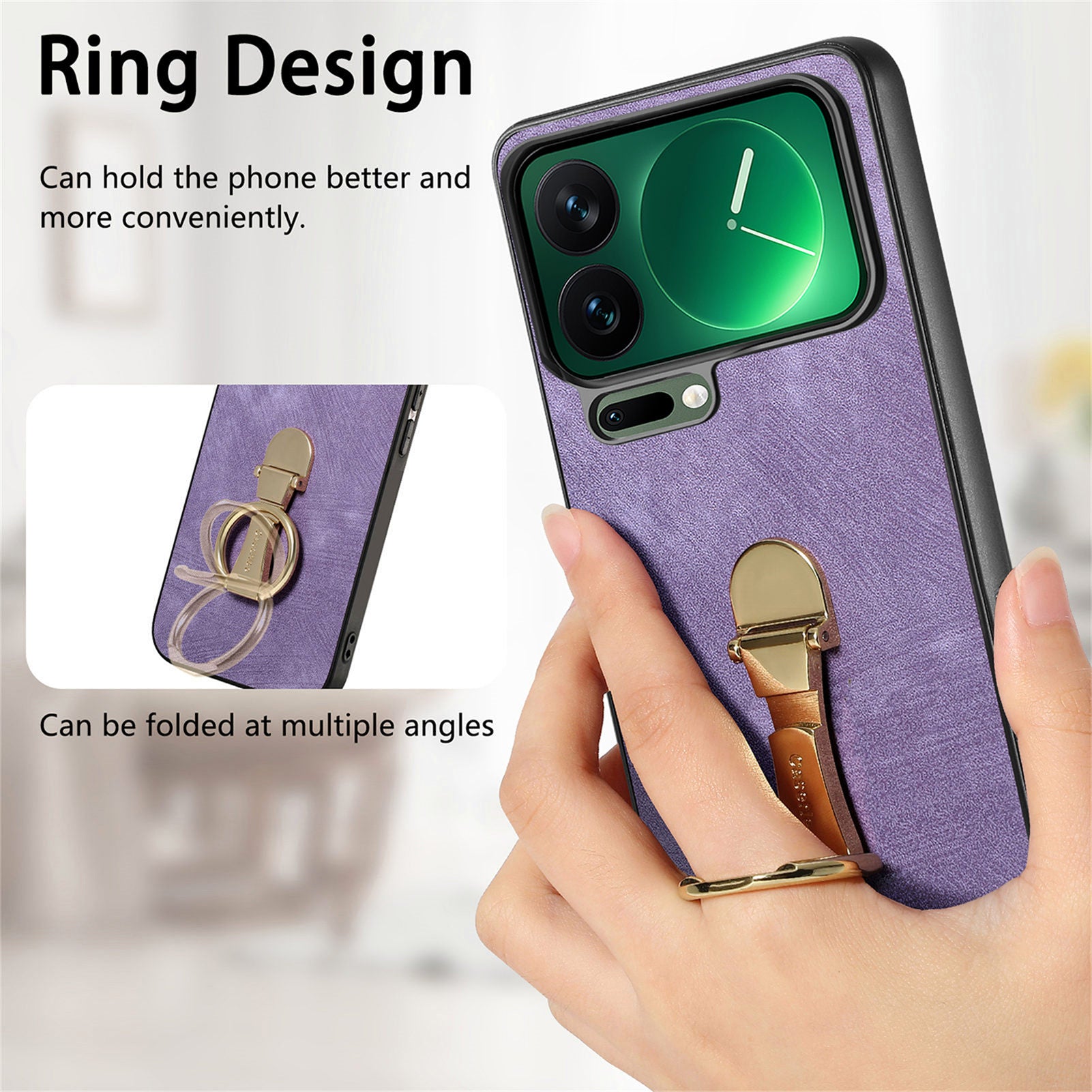 For Xiaomi 17 Pro Case CASENEO D22 Folding Kickstand Retro Leather Back Phone Cover - Purple