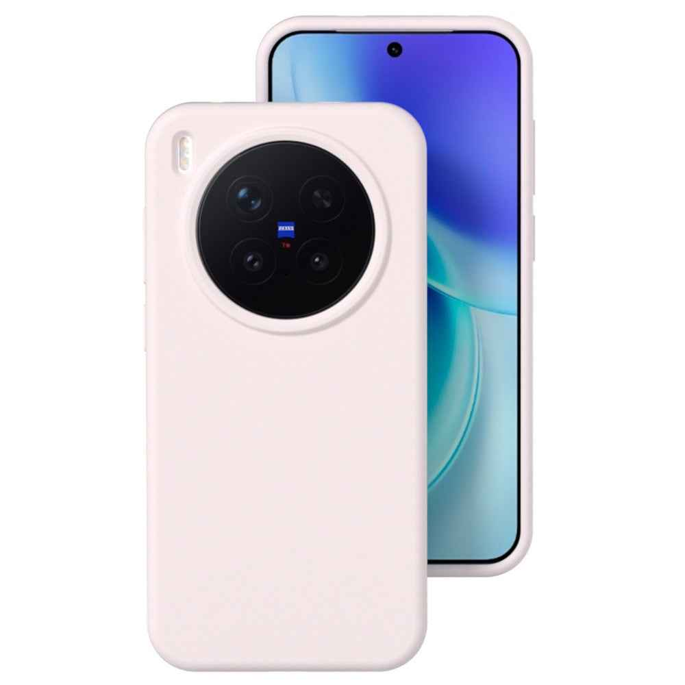 For vivo X300 Pro 5G Liquid Silicone Phone Case Skin-Friendly Shockproof Protective Back Cover - Grey Pink