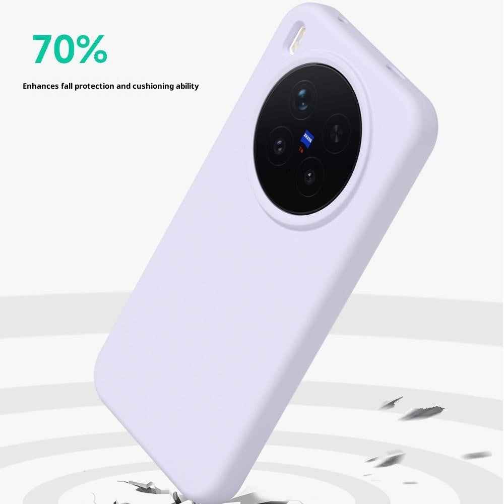 For vivo X300 Pro 5G Liquid Silicone Phone Case Skin-Friendly Shockproof Protective Back Cover - Grey Pink