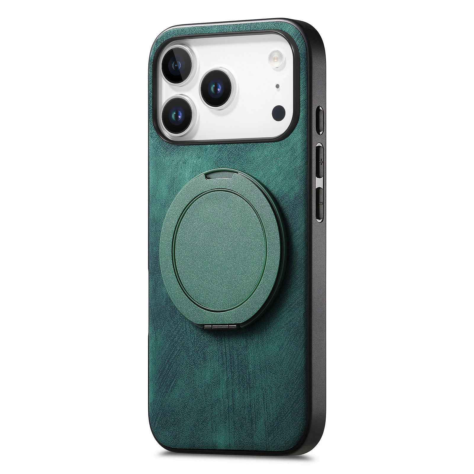 For Xiaomi 17 Pro Phone Case with Rotating Kickstand Stress Relief Retro Leather Back Cover - Green