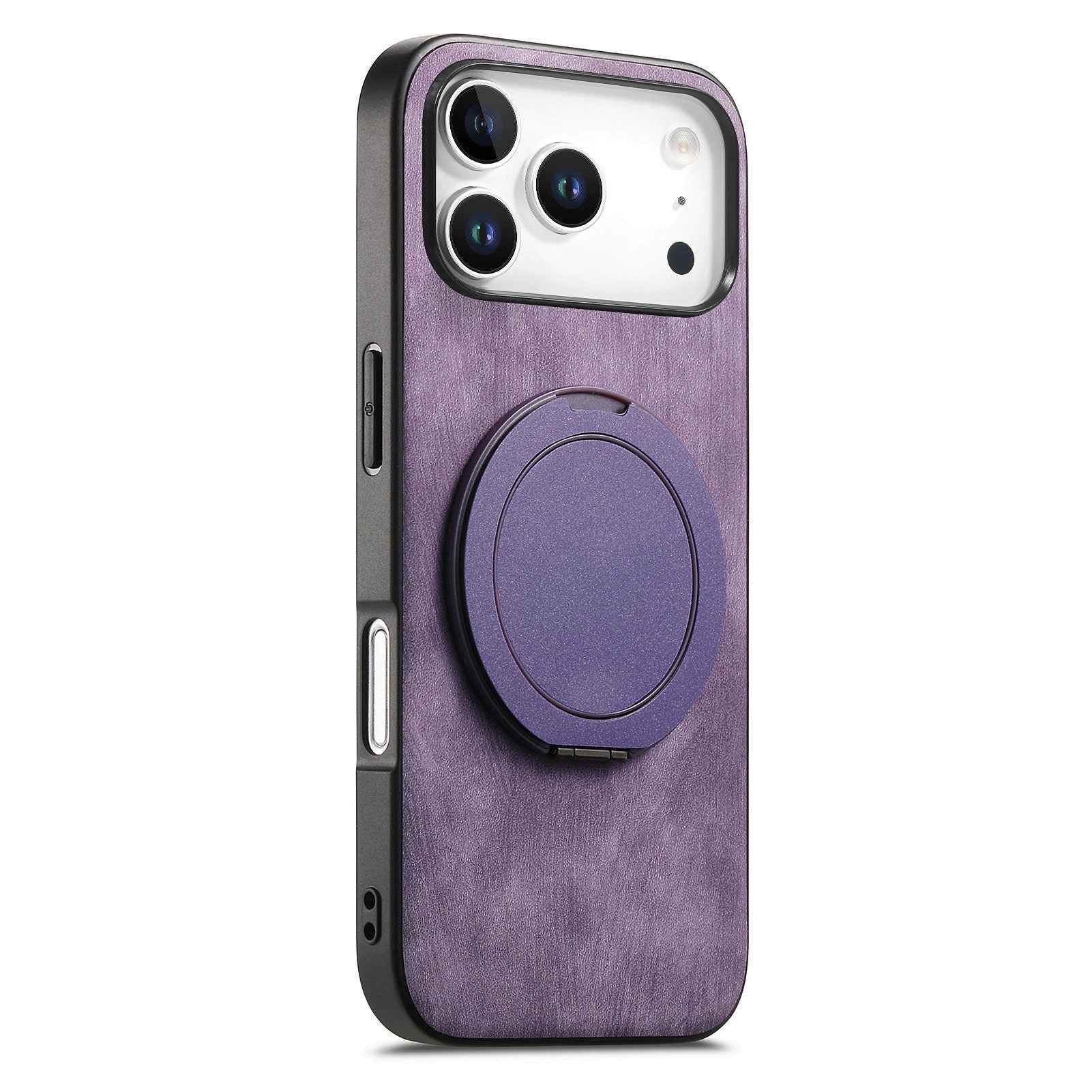 For Xiaomi 17 Pro Phone Case with Rotating Kickstand Stress Relief Retro Leather Back Cover - Purple