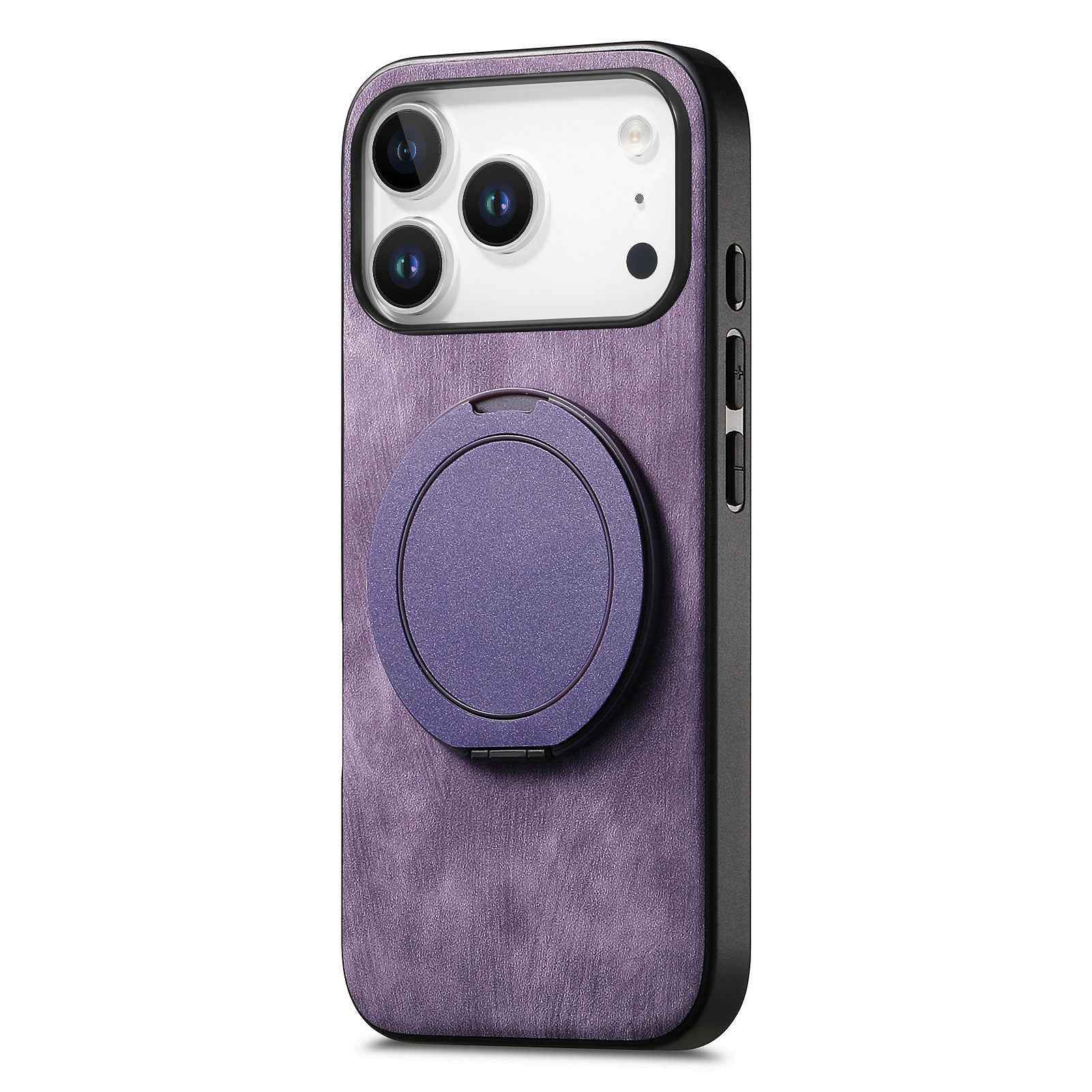 For Xiaomi 17 Pro Phone Case with Rotating Kickstand Stress Relief Retro Leather Back Cover - Purple