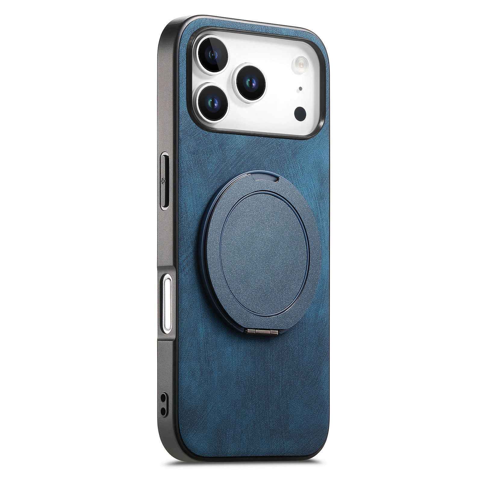 For Xiaomi 17 Pro Phone Case with Rotating Kickstand Stress Relief Retro Leather Back Cover - Blue