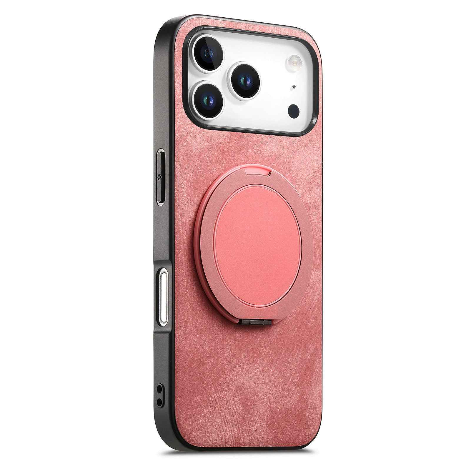 For Xiaomi 17 Pro Phone Case with Rotating Kickstand Stress Relief Retro Leather Back Cover - Pink