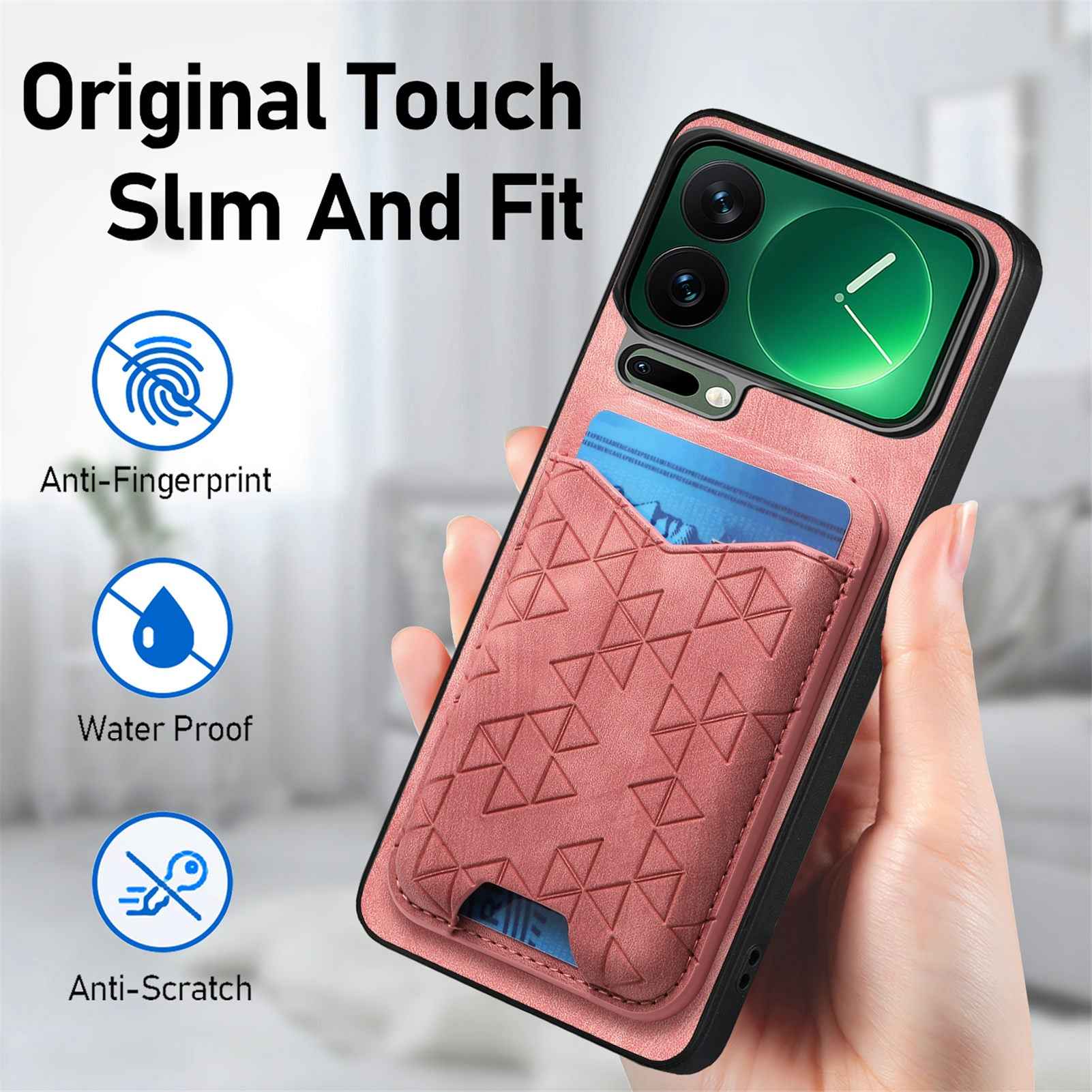 For Xiaomi 17 Pro Case Imprinted Pattern Card Holder Kickstand Leather Back Cover - Pink