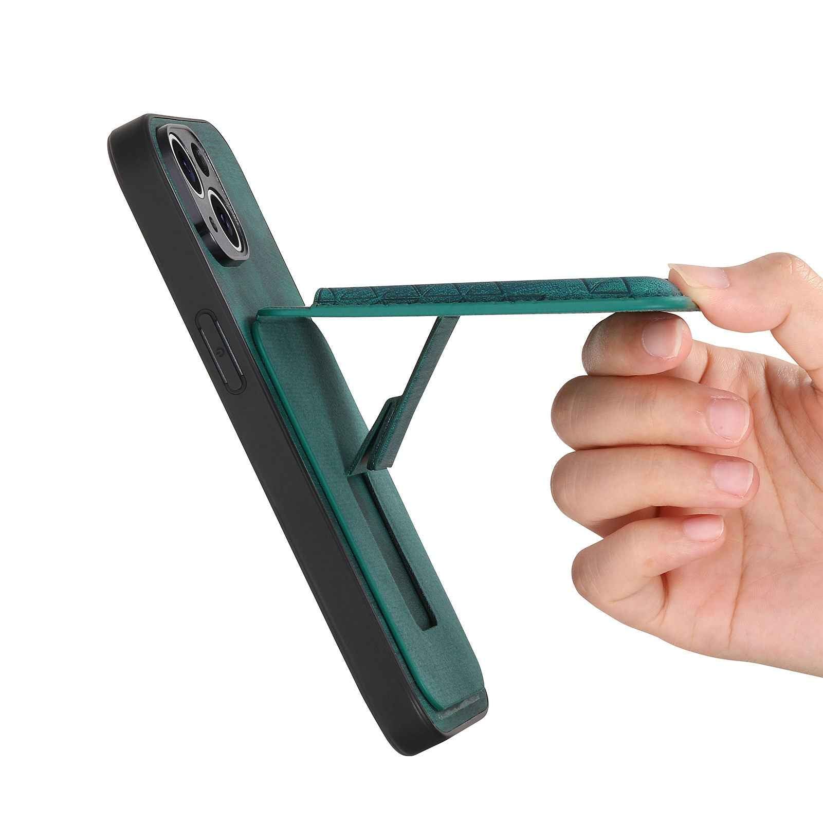 For Xiaomi 17 Pro Case Imprinted Pattern Card Holder Kickstand Leather Back Cover - Green