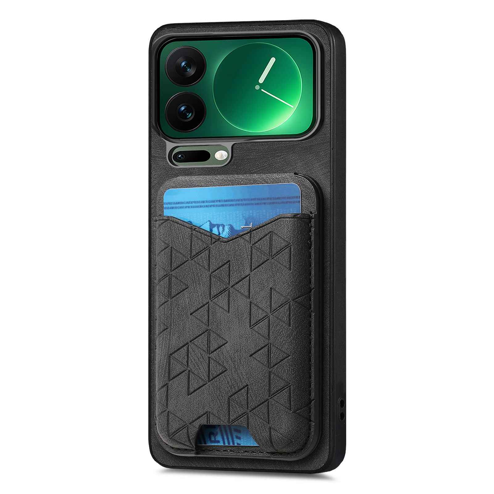 For Xiaomi 17 Pro Case Imprinted Pattern Card Holder Kickstand Leather Back Cover - Black