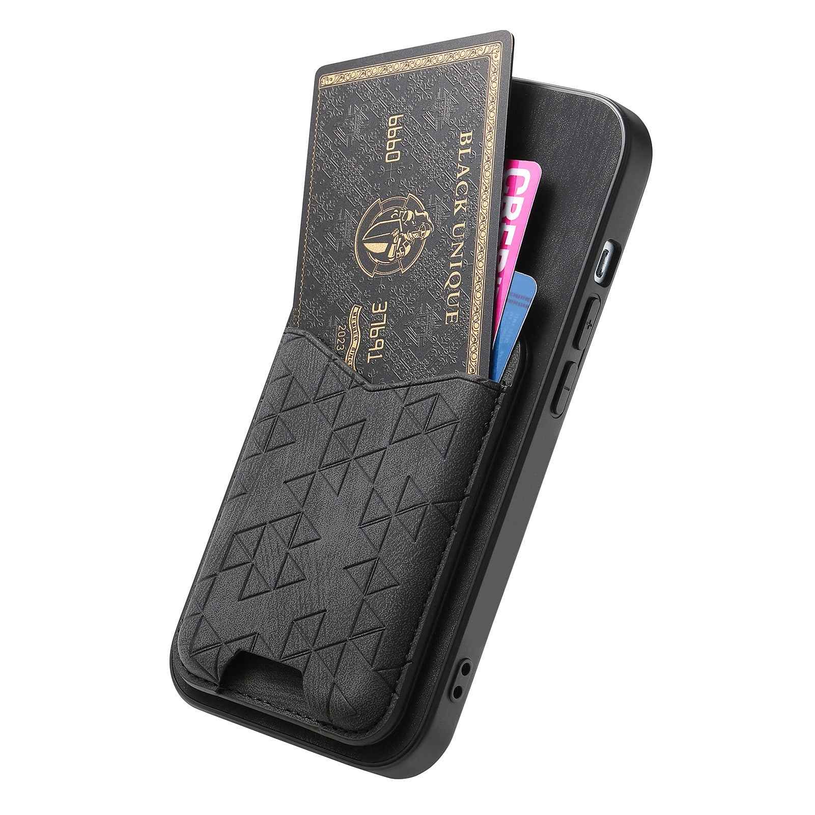 For Xiaomi 17 Pro Case Imprinted Pattern Card Holder Kickstand Leather Back Cover - Black