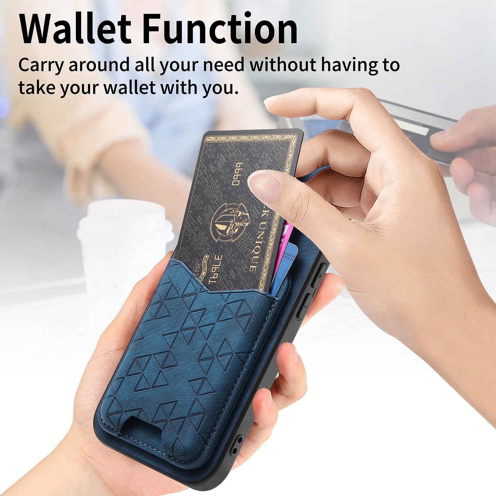 For Xiaomi 17 Pro Case Imprinted Pattern Card Holder Kickstand Leather Back Cover - Blue