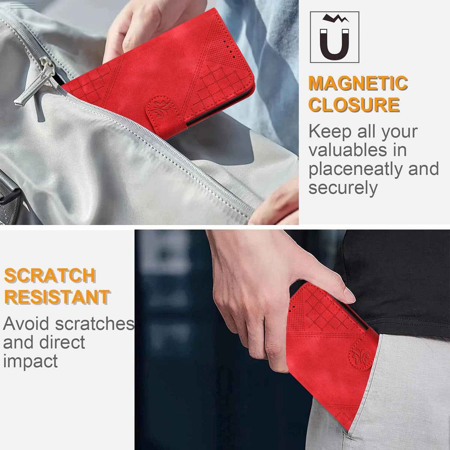 For Xiaomi 17 Pro Leather Wallet Case Butterfly Flower Imprinted Phone Cover with Strap - Red