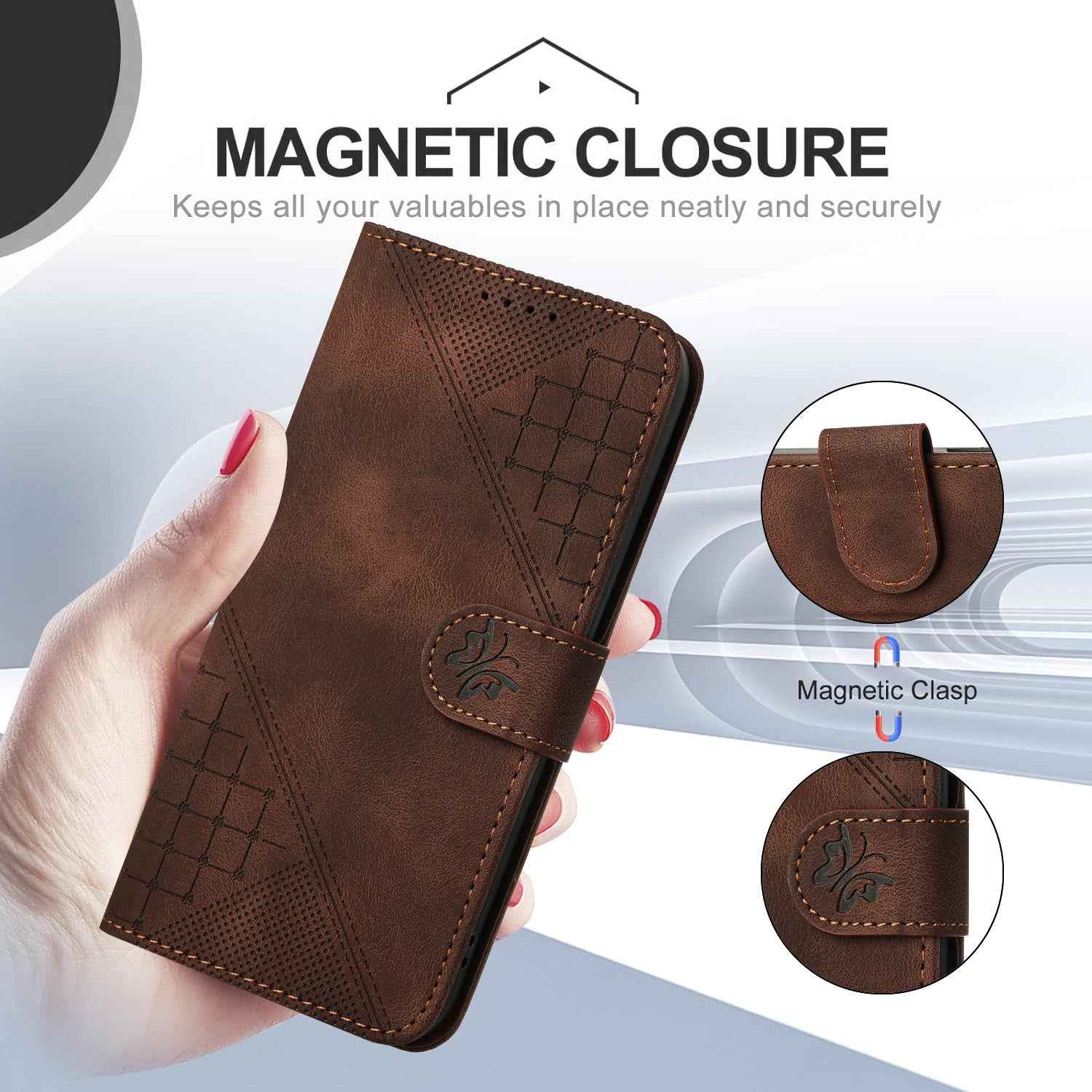 For Xiaomi 17 Pro Leather Wallet Case Butterfly Flower Imprinted Phone Cover with Strap - Coffee