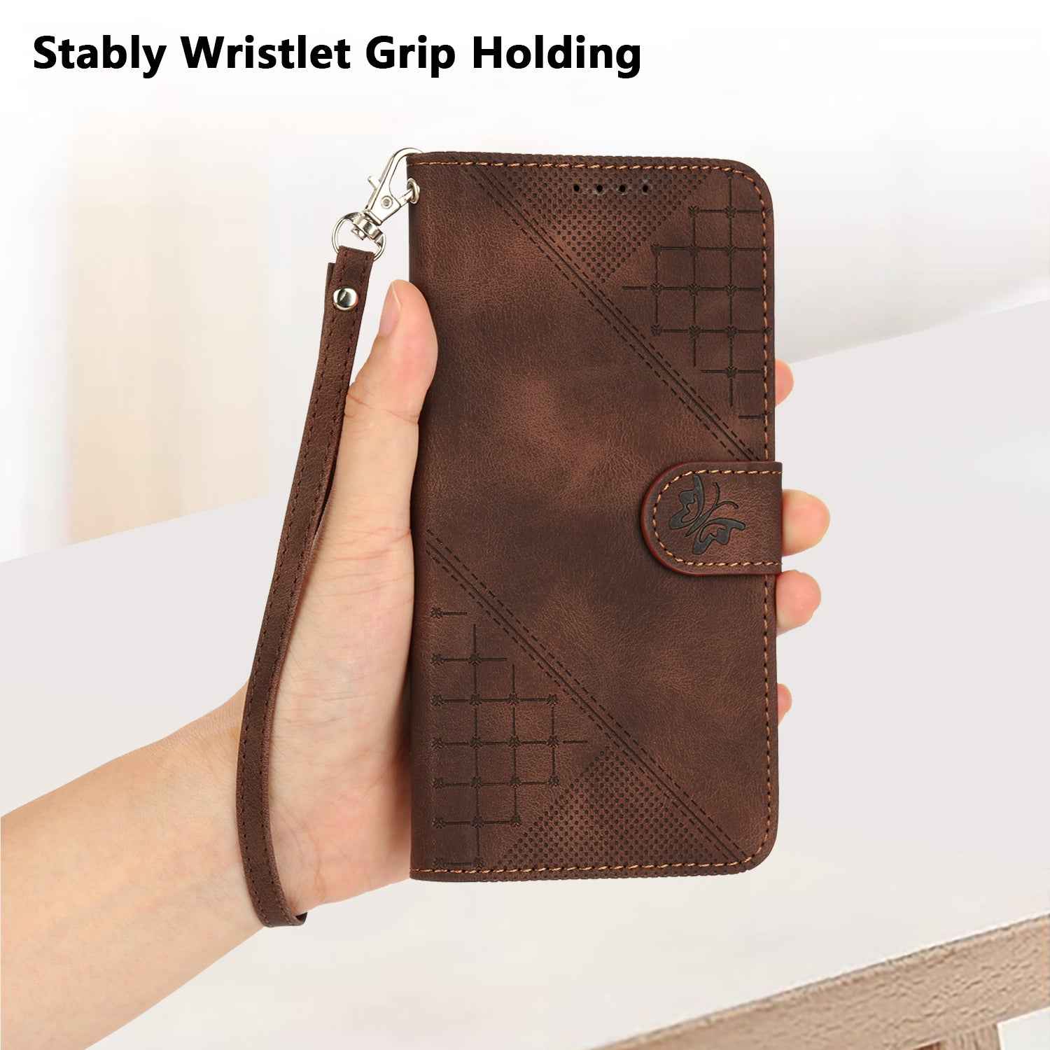 For Xiaomi 17 Pro Leather Wallet Case Butterfly Flower Imprinted Phone Cover with Strap - Coffee