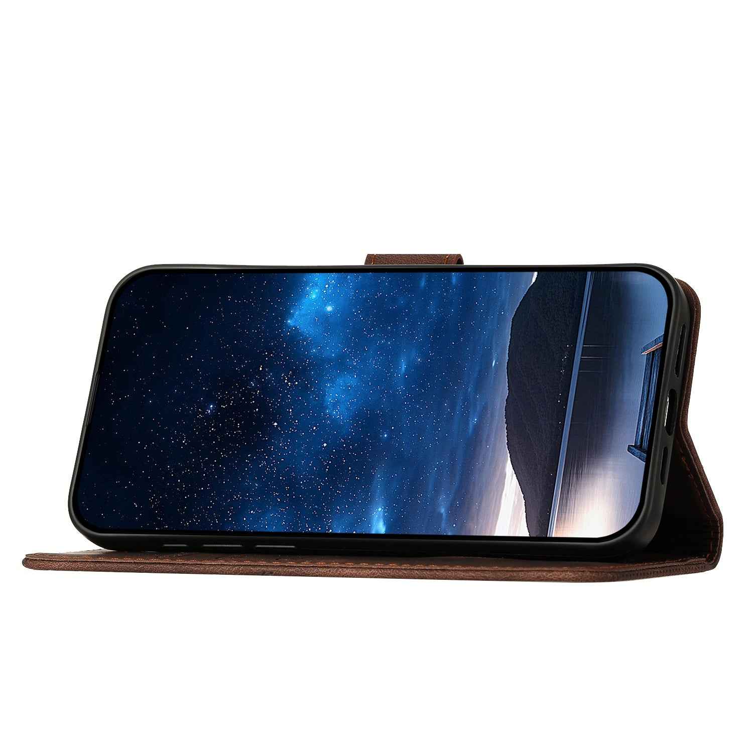 For Xiaomi 17 Pro Leather Wallet Case Butterfly Flower Imprinted Phone Cover with Strap - Coffee