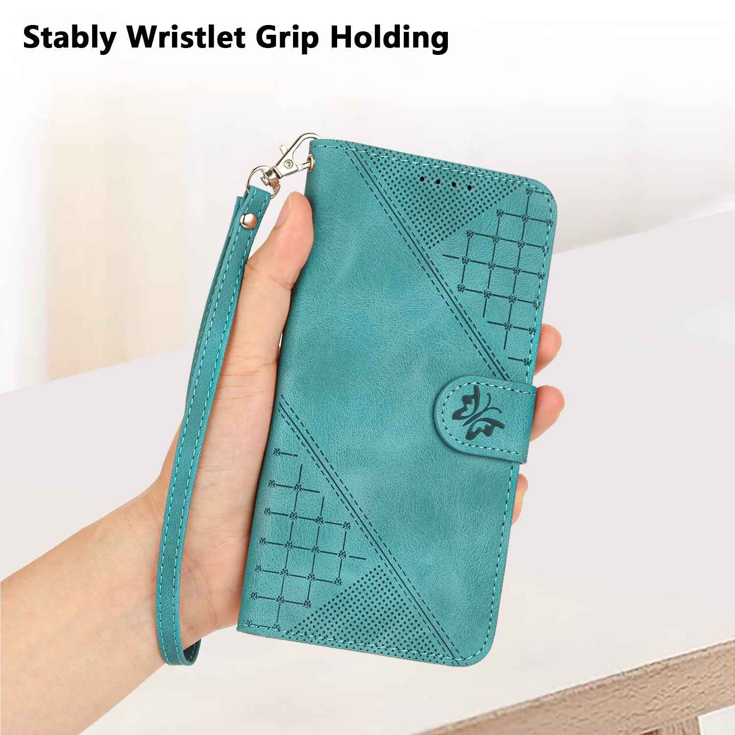 For Xiaomi 17 Pro Leather Wallet Case Butterfly Flower Imprinted Phone Cover with Strap - Light Blue