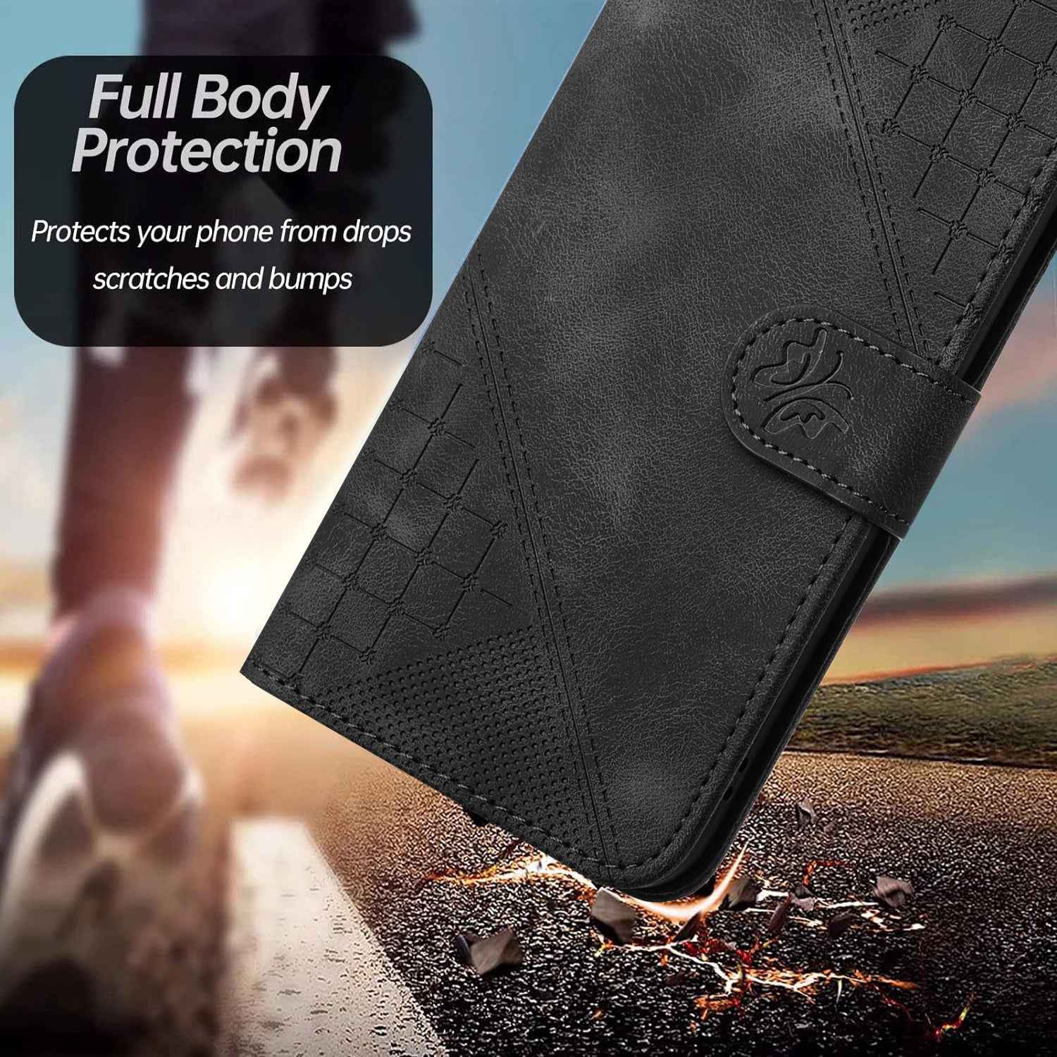 For Xiaomi 17 Pro Leather Wallet Case Butterfly Flower Imprinted Phone Cover with Strap - Black