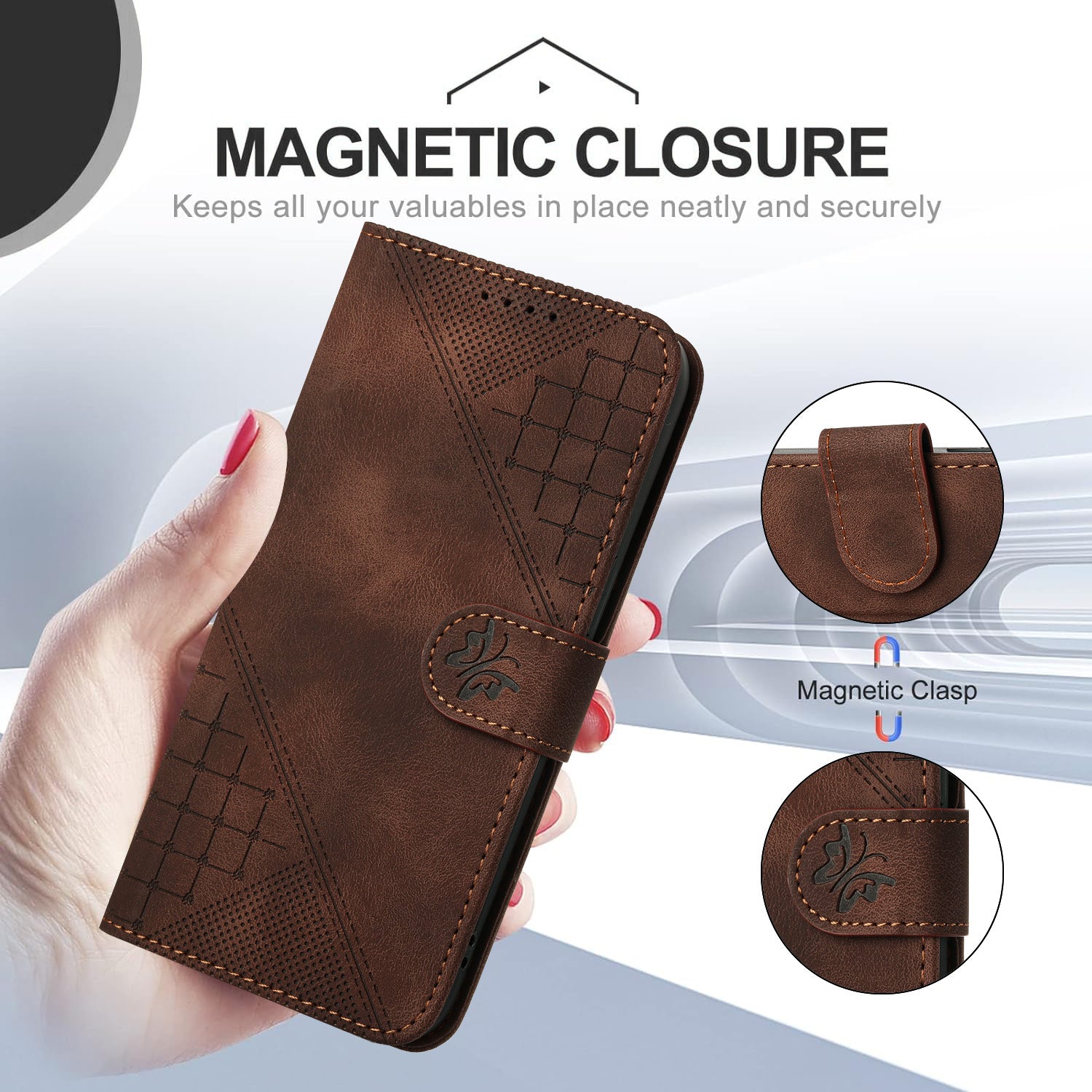 For Xiaomi 17 Pro Max Leather Wallet Case Butterfly Flower Imprinted Phone Cover with Strap - Coffee