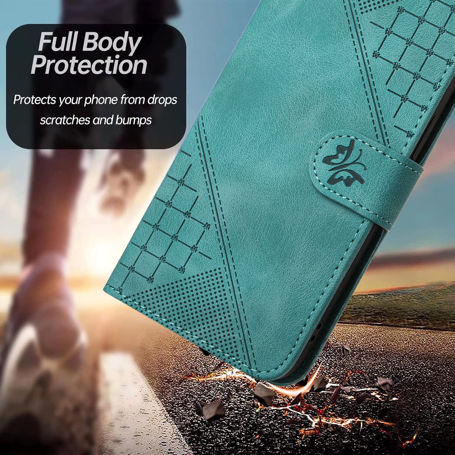 For Xiaomi 17 Pro Max Leather Wallet Case Butterfly Flower Imprinted Phone Cover with Strap - Light Blue