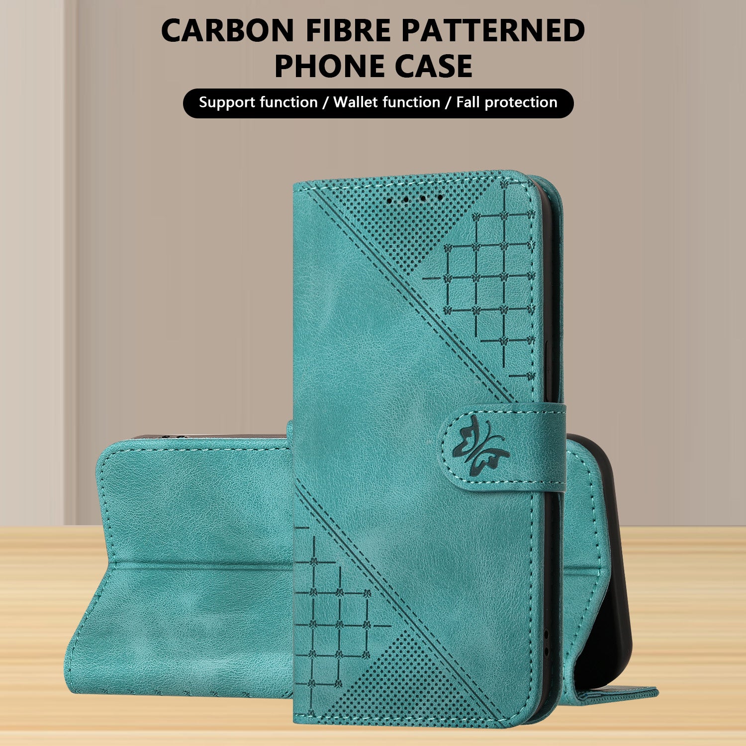For Xiaomi 17 Pro Max Leather Wallet Case Butterfly Flower Imprinted Phone Cover with Strap - Light Blue