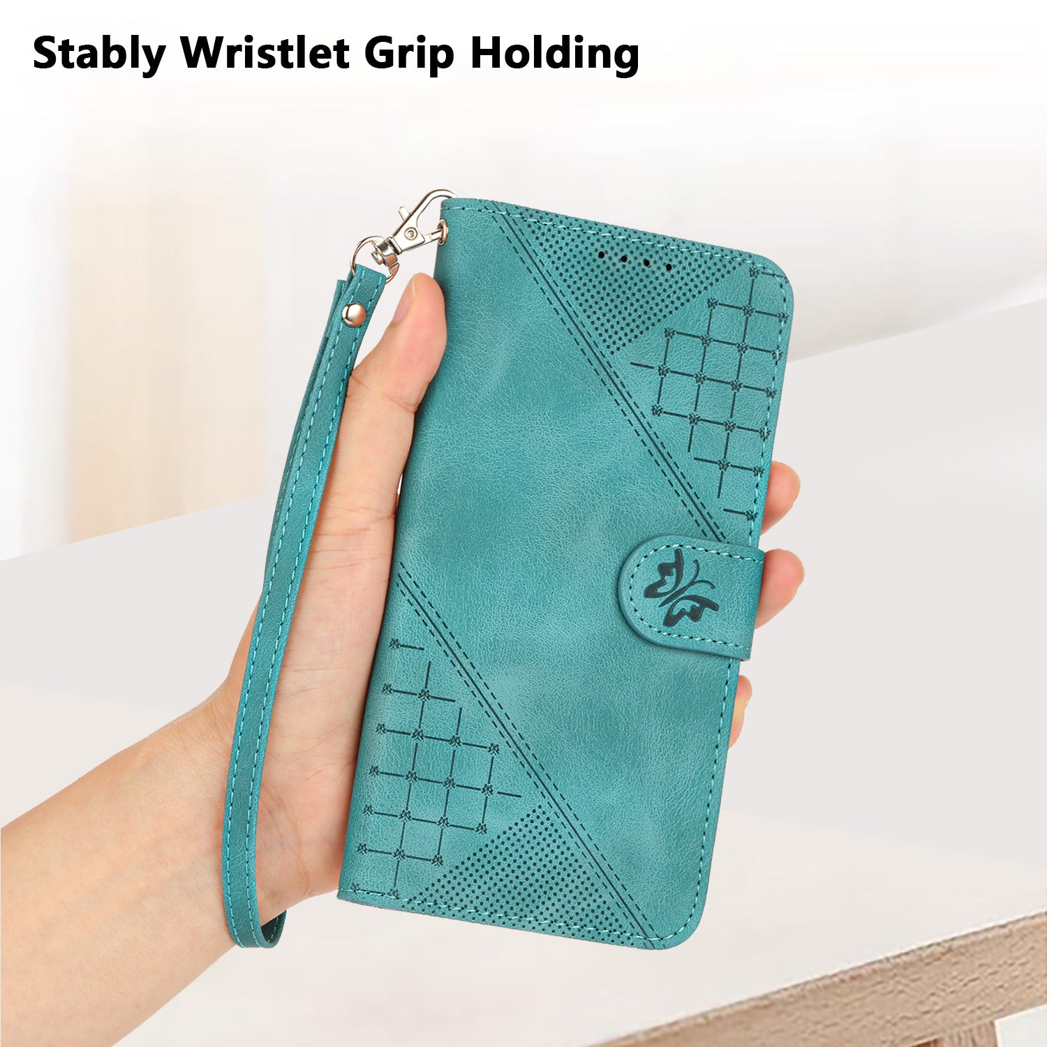 For Xiaomi 17 Pro Max Leather Wallet Case Butterfly Flower Imprinted Phone Cover with Strap - Light Blue